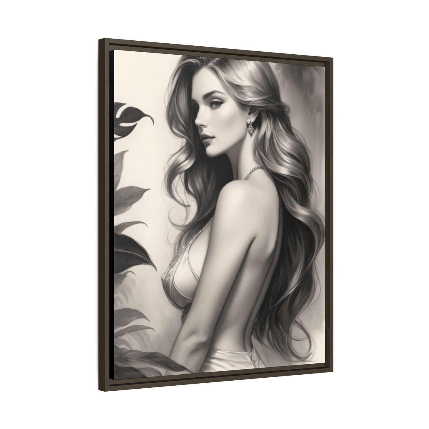 Elegant Matte Framed Art Print - Stylish Woman Portrait
