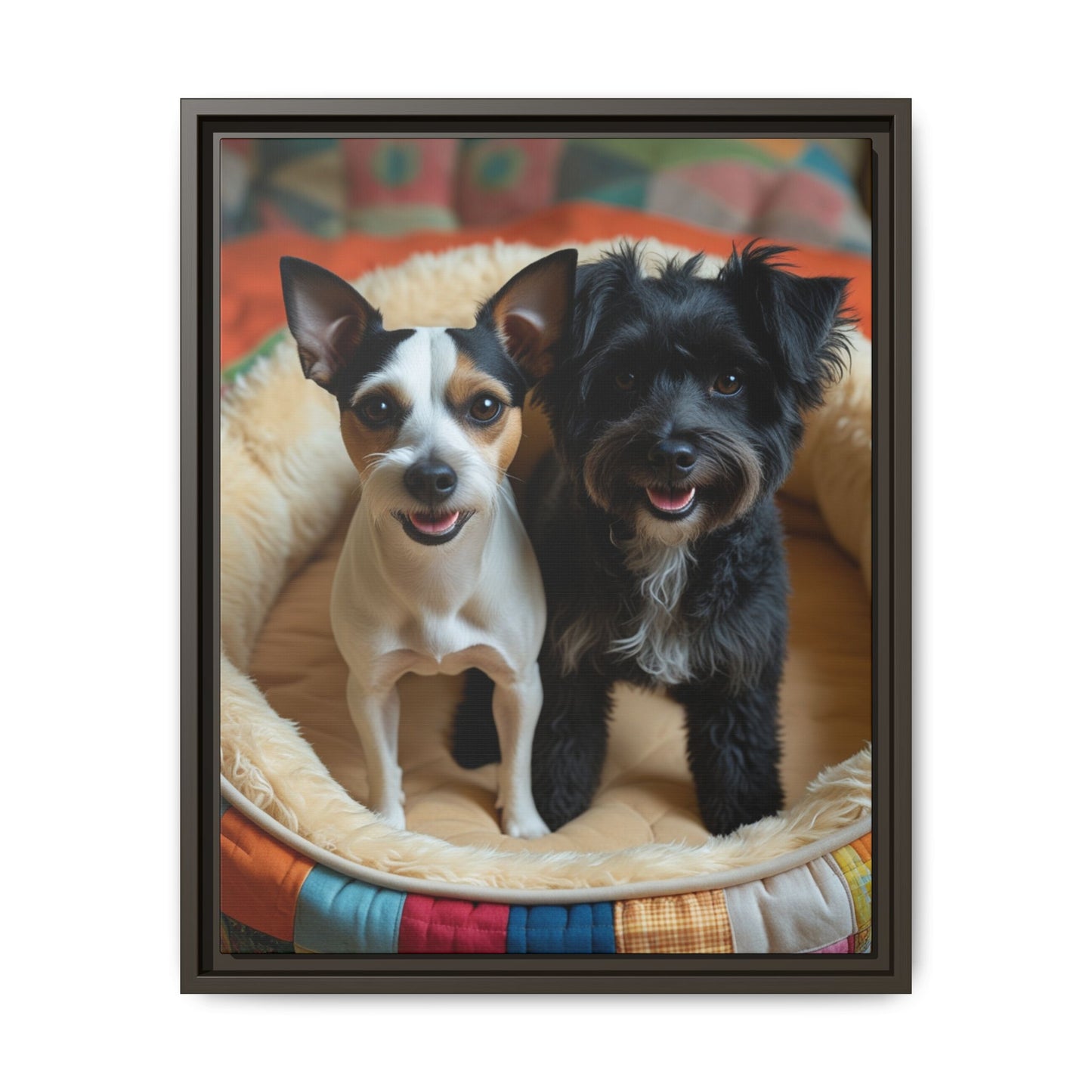 Framed Canvas Print of Cheerful Dogs – Perfect Pet Lover's Gift