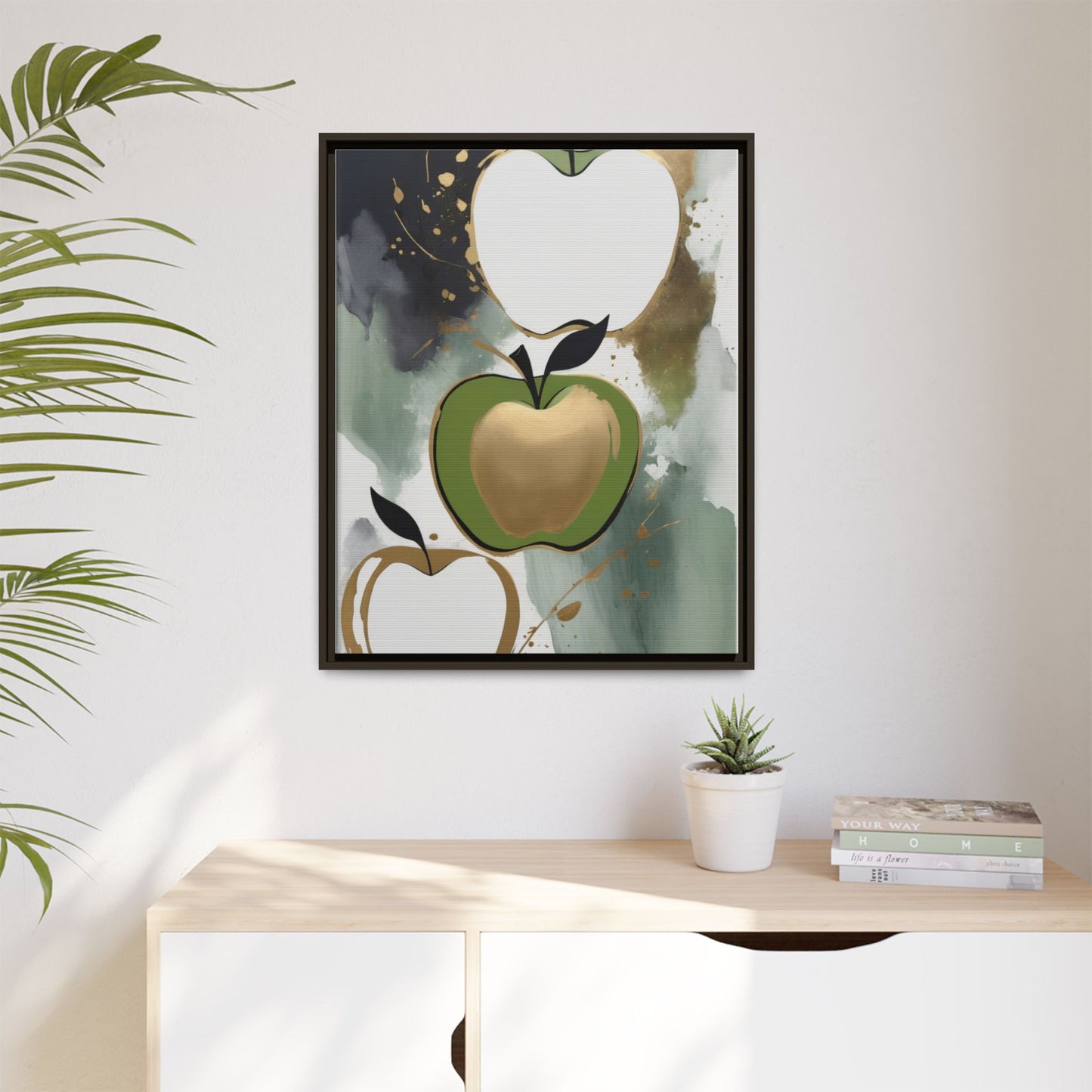 Modern Abstract Apple Canvas Art Print - Colorful Framed Wall Decor