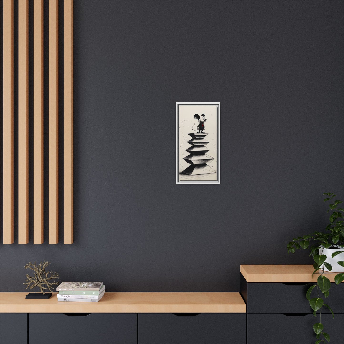 Framed Matte Canvas Art - Playful Retro Mickey Mouse Design