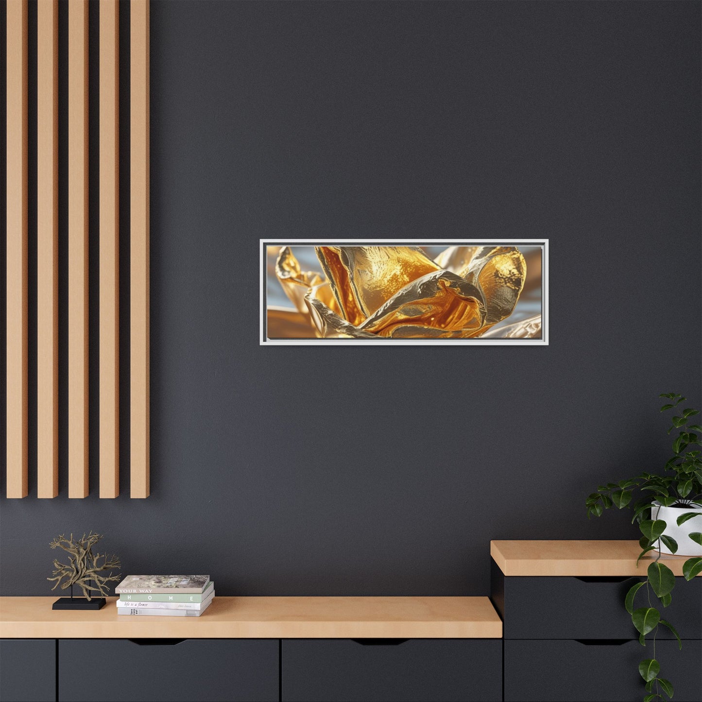 Gold Foil Rose Canvas Art - Elegant Home Decor