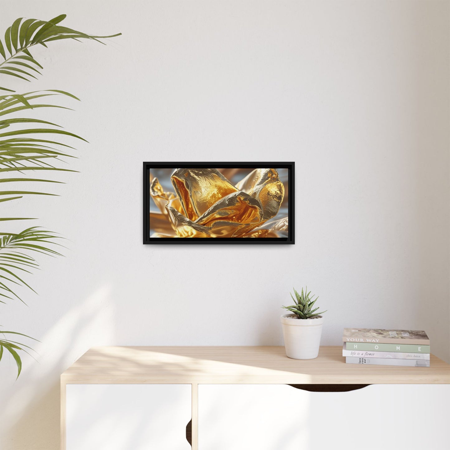 Gold Foil Rose Canvas Art - Elegant Home Decor