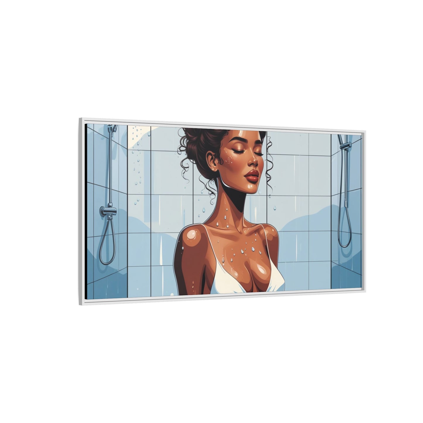 Serene Bathing Woman Canvas Art - Framed Multi-Color Wall Decor