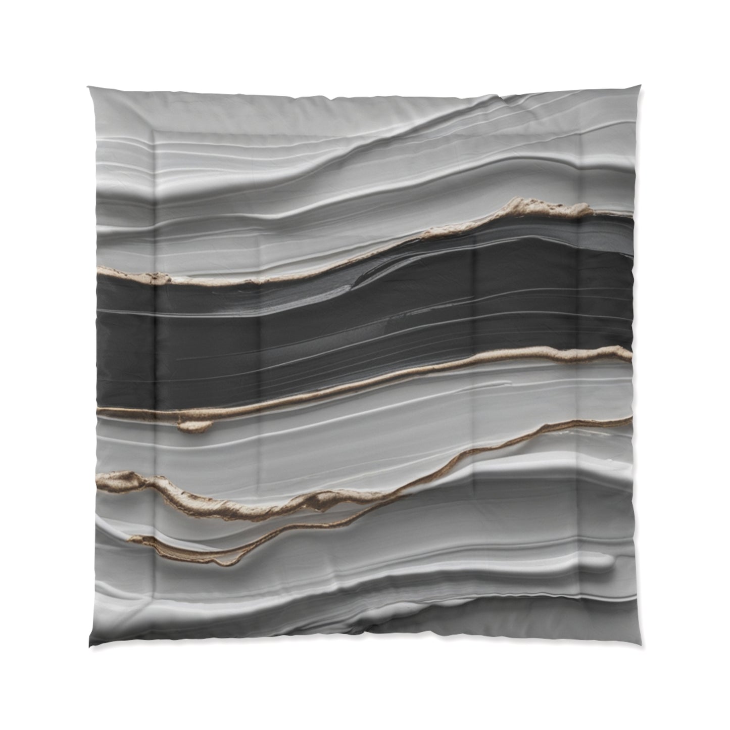 Modern Abstract Comforter - Black & Gray Wave Design for Cozy Bedrooms