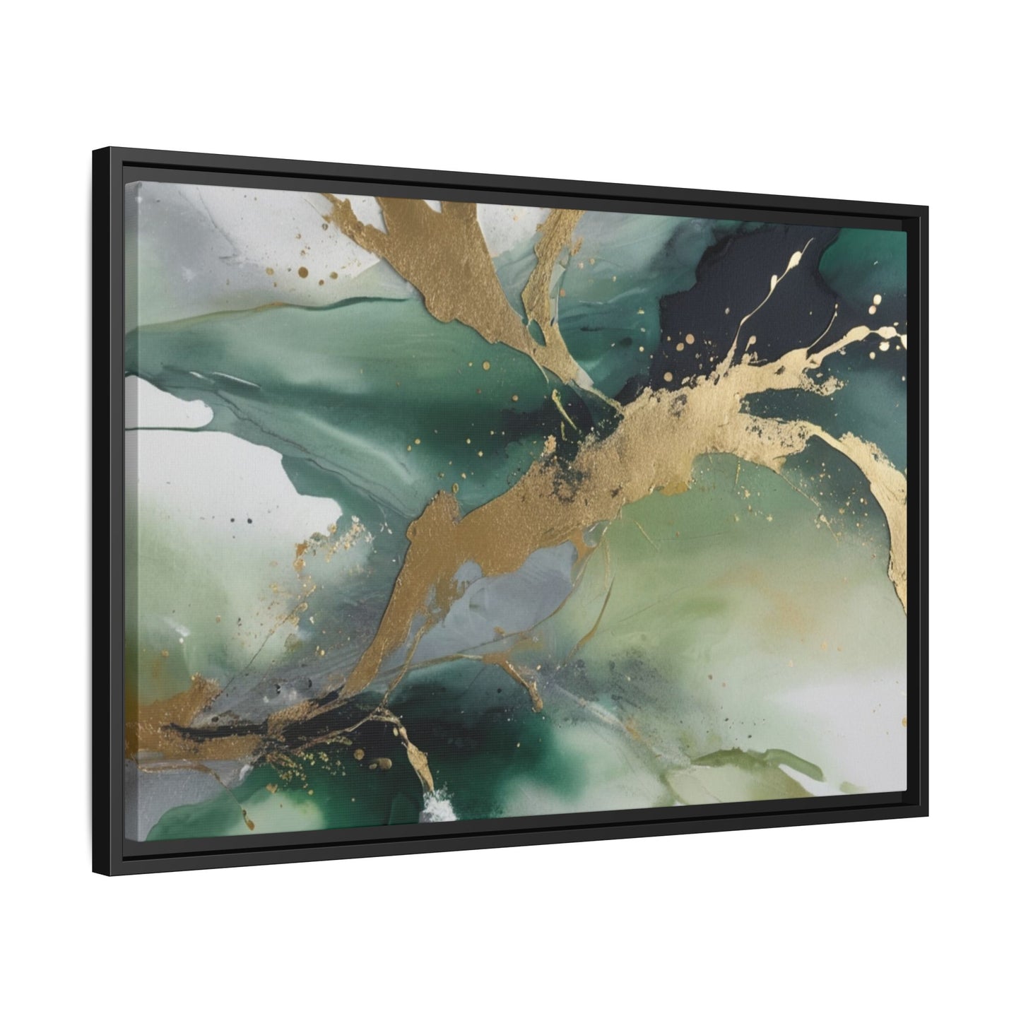 Elegant Abstract Framed Canvas Wall Art - Multi-Color Gold Accents