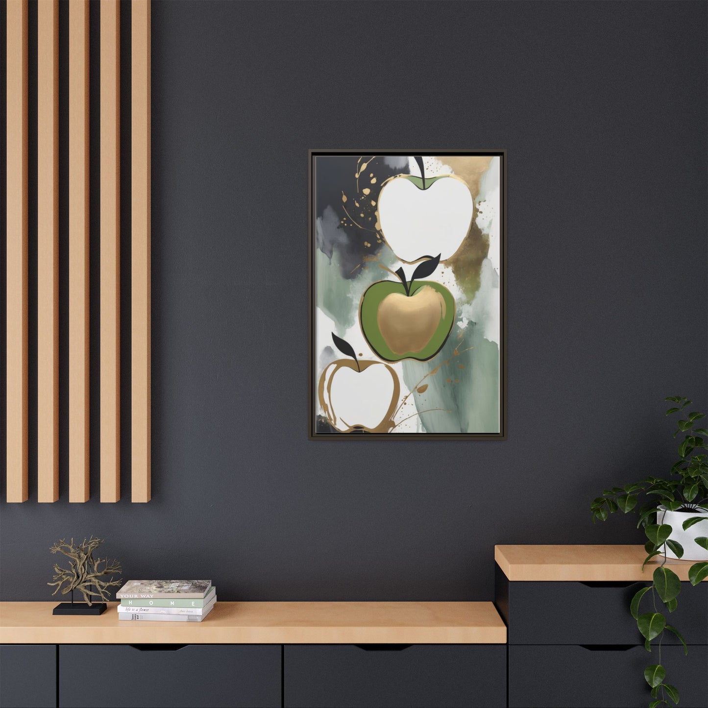 Modern Abstract Apple Canvas Art Print - Colorful Framed Wall Decor