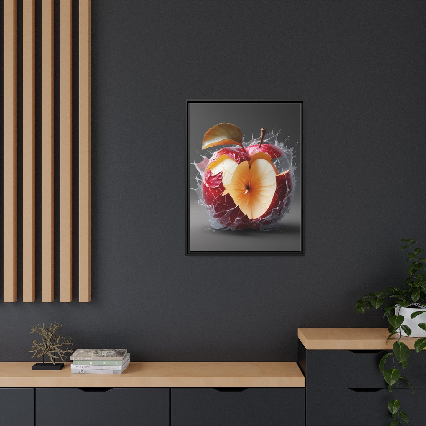 Framed Matte Canvas - Cracked Apple Art - Unique Home Decor