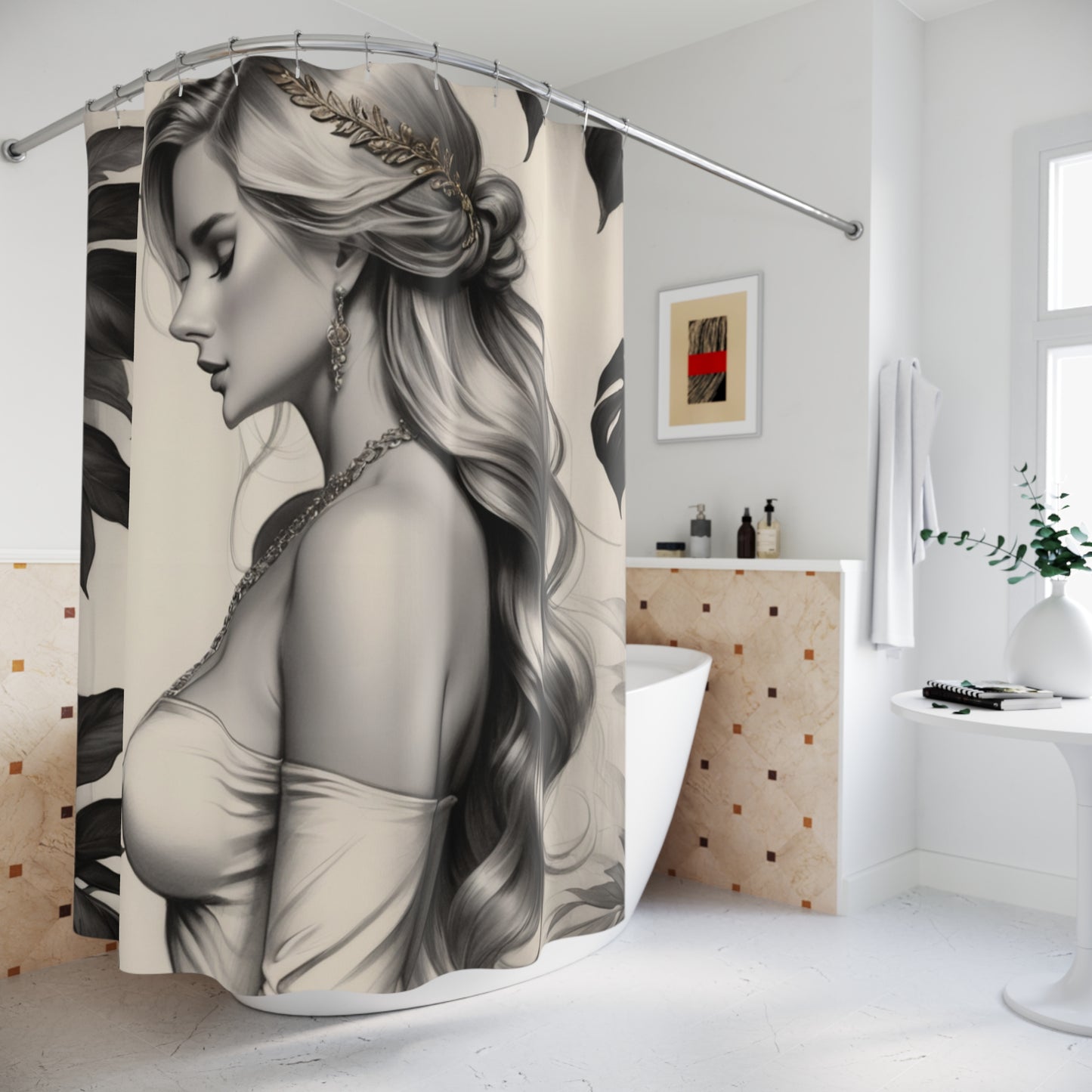 Elegant Woman Shower Curtain - Boho Chic Bathroom Decor