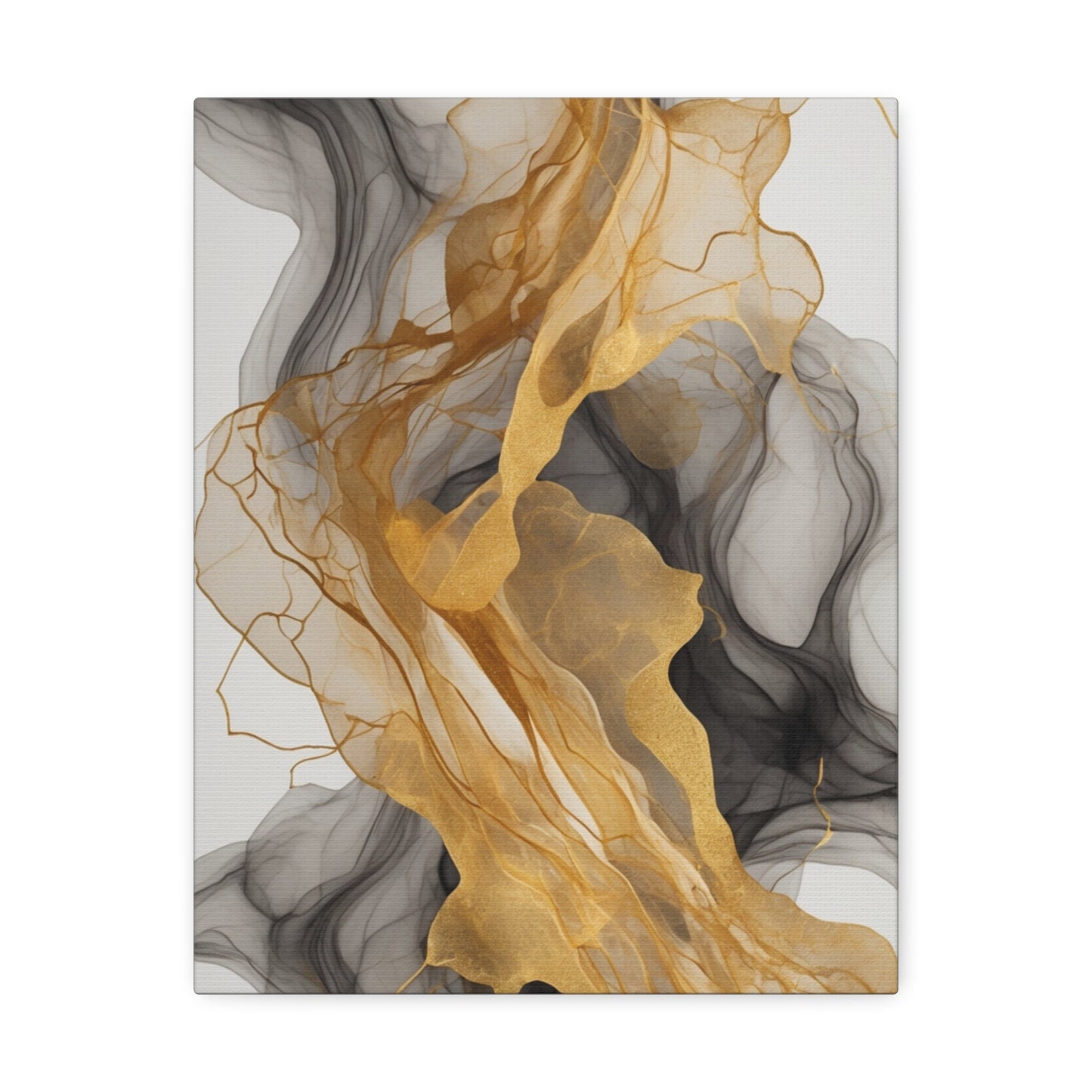 Elegant Abstract Canvas Art - Gold and Black Wall Decor