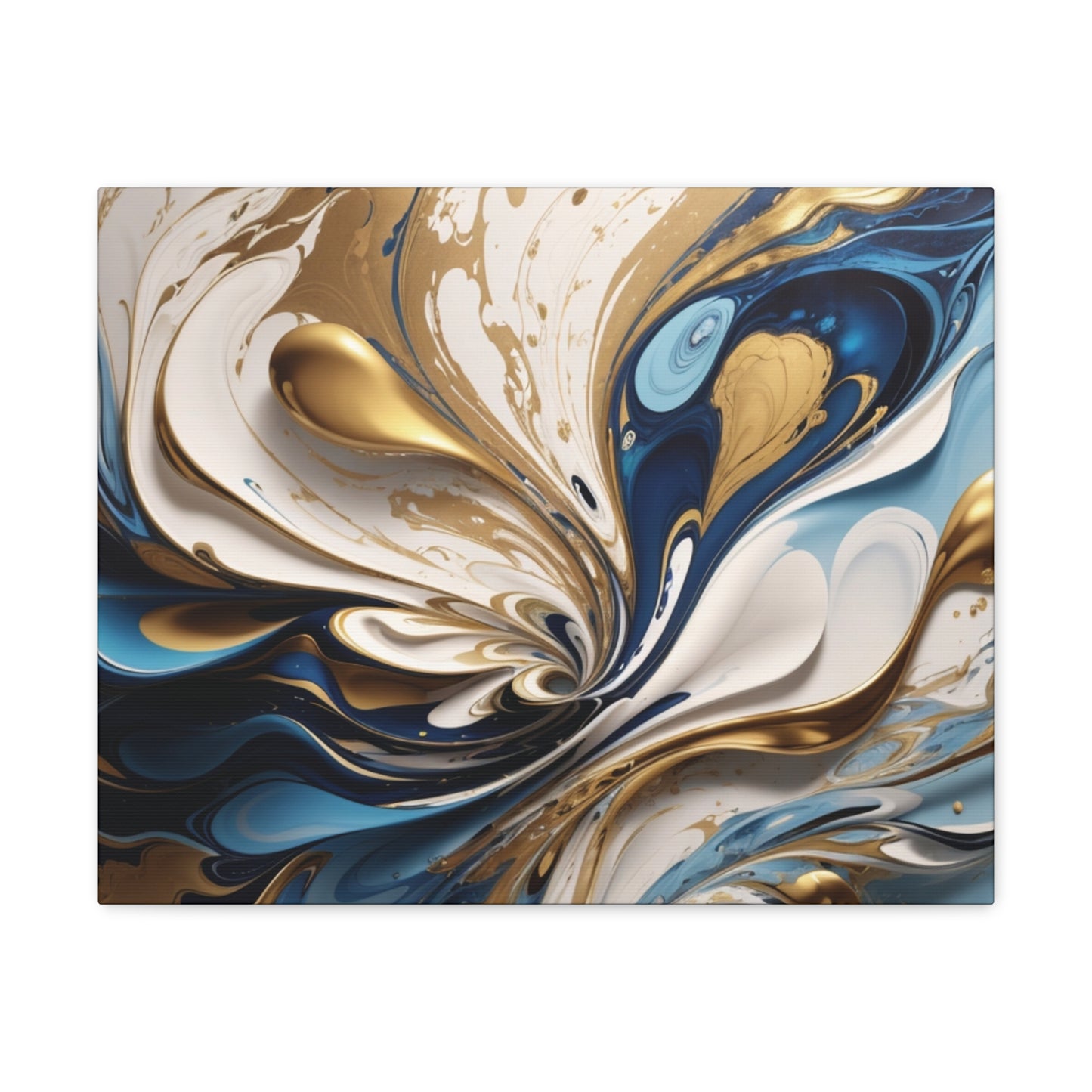 Golden Currents: Fluid Symphony in Blue and White"