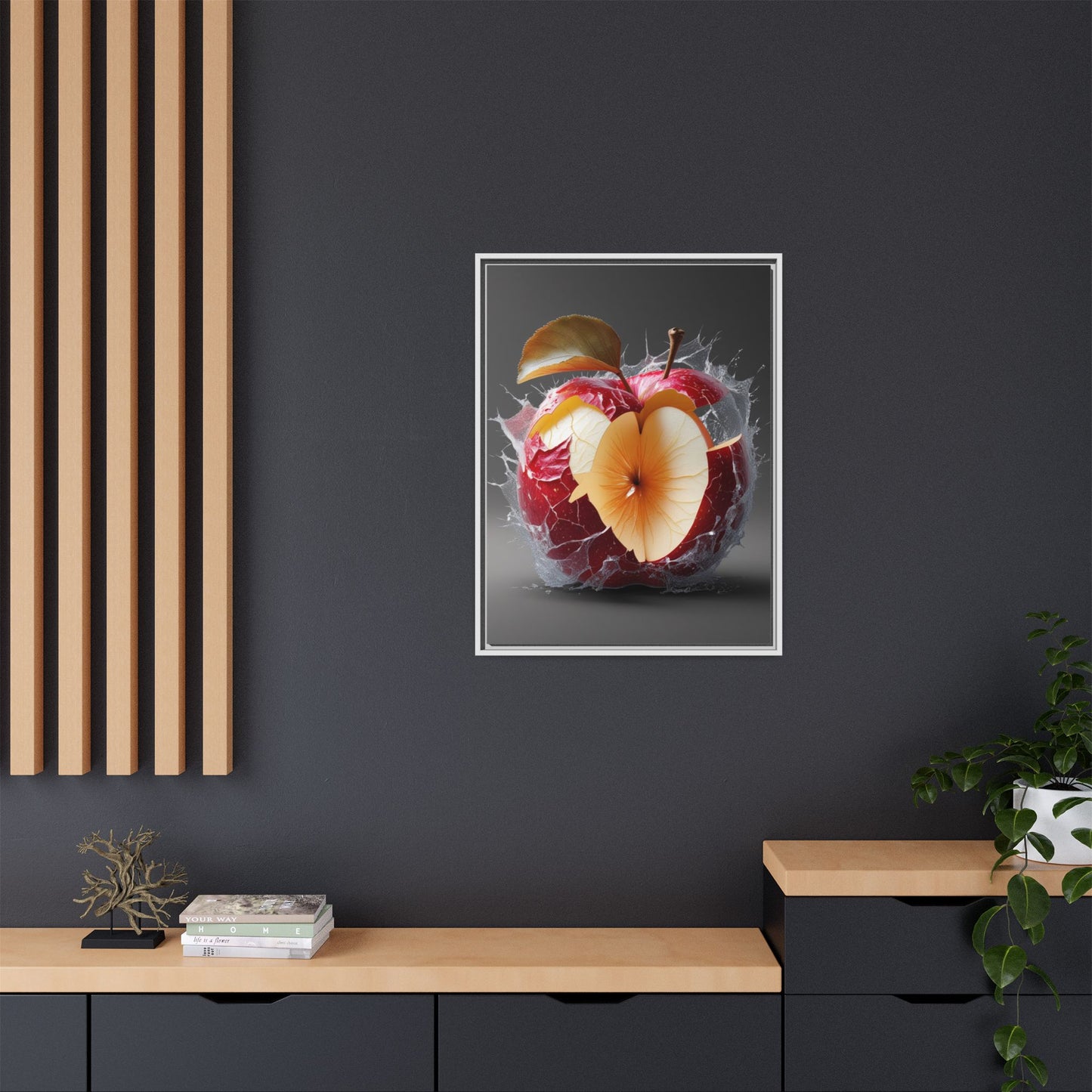 Framed Matte Canvas - Cracked Apple Art - Unique Home Decor