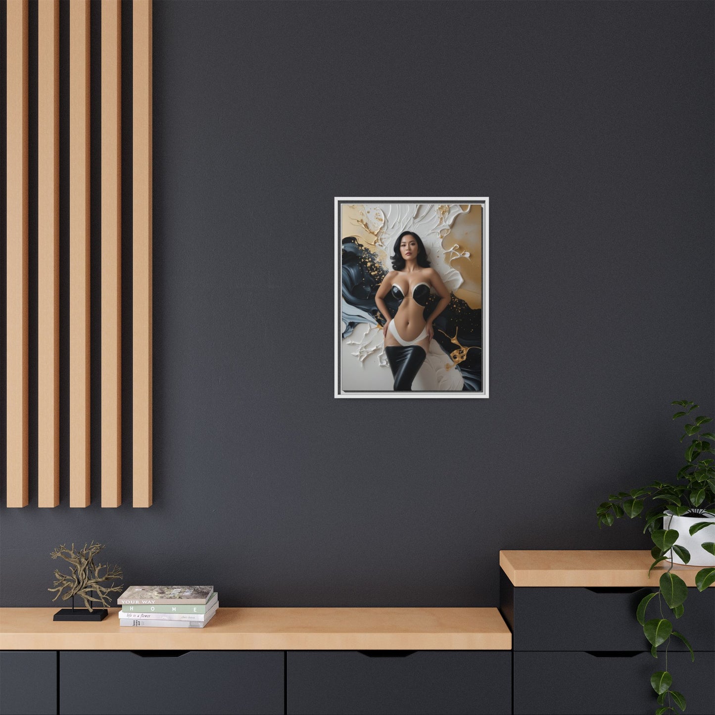 Elegant Framed Canvas Art - Multi-Color Abstract Beauty