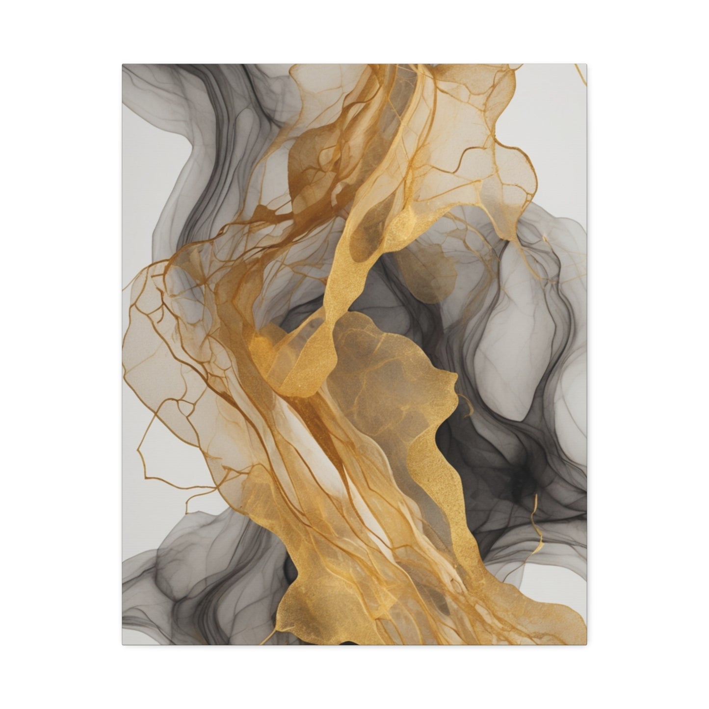 Elegant Abstract Canvas Art - Gold and Black Wall Decor