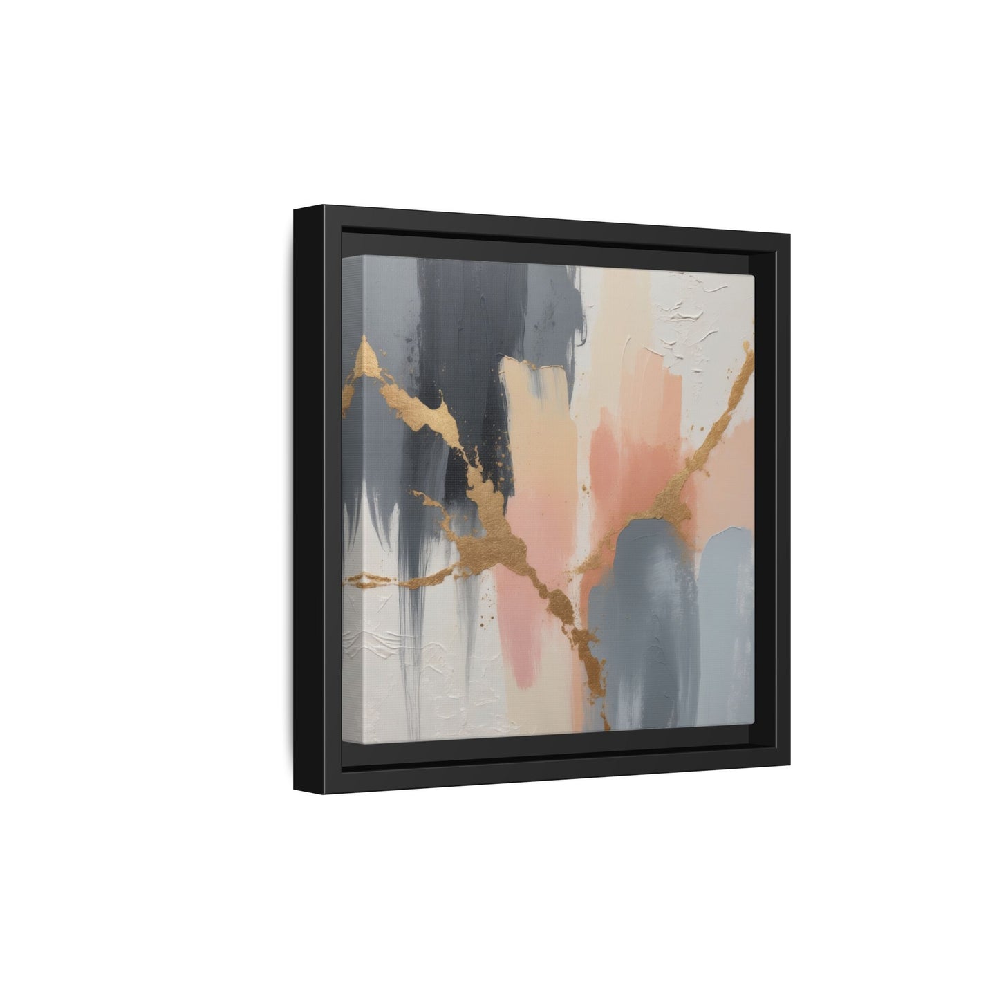 Elegant Abstract Framed Canvas Art with Gold Accents