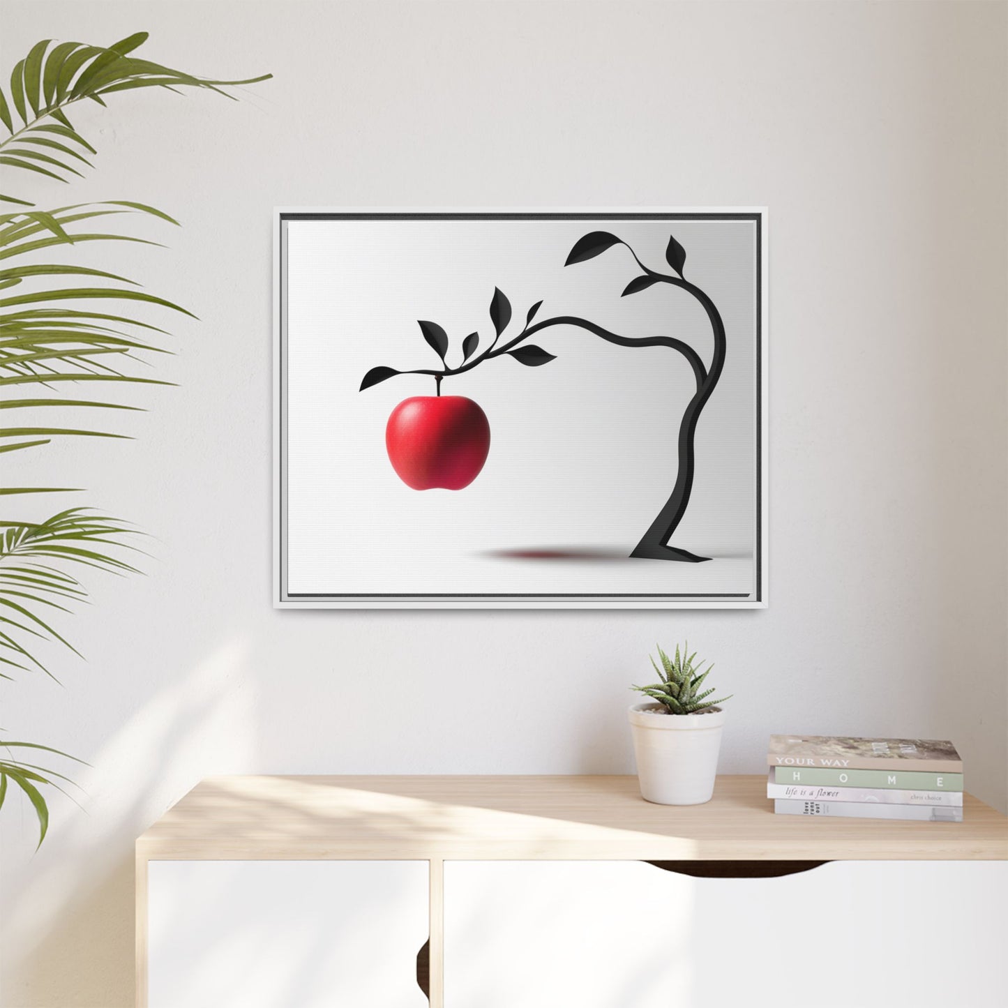 Modern Framed Canvas Art - Red Apple Tree Decor for Home & Office