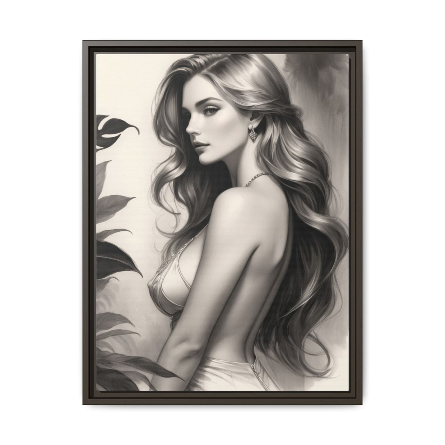 Elegant Matte Framed Art Print - Stylish Woman Portrait