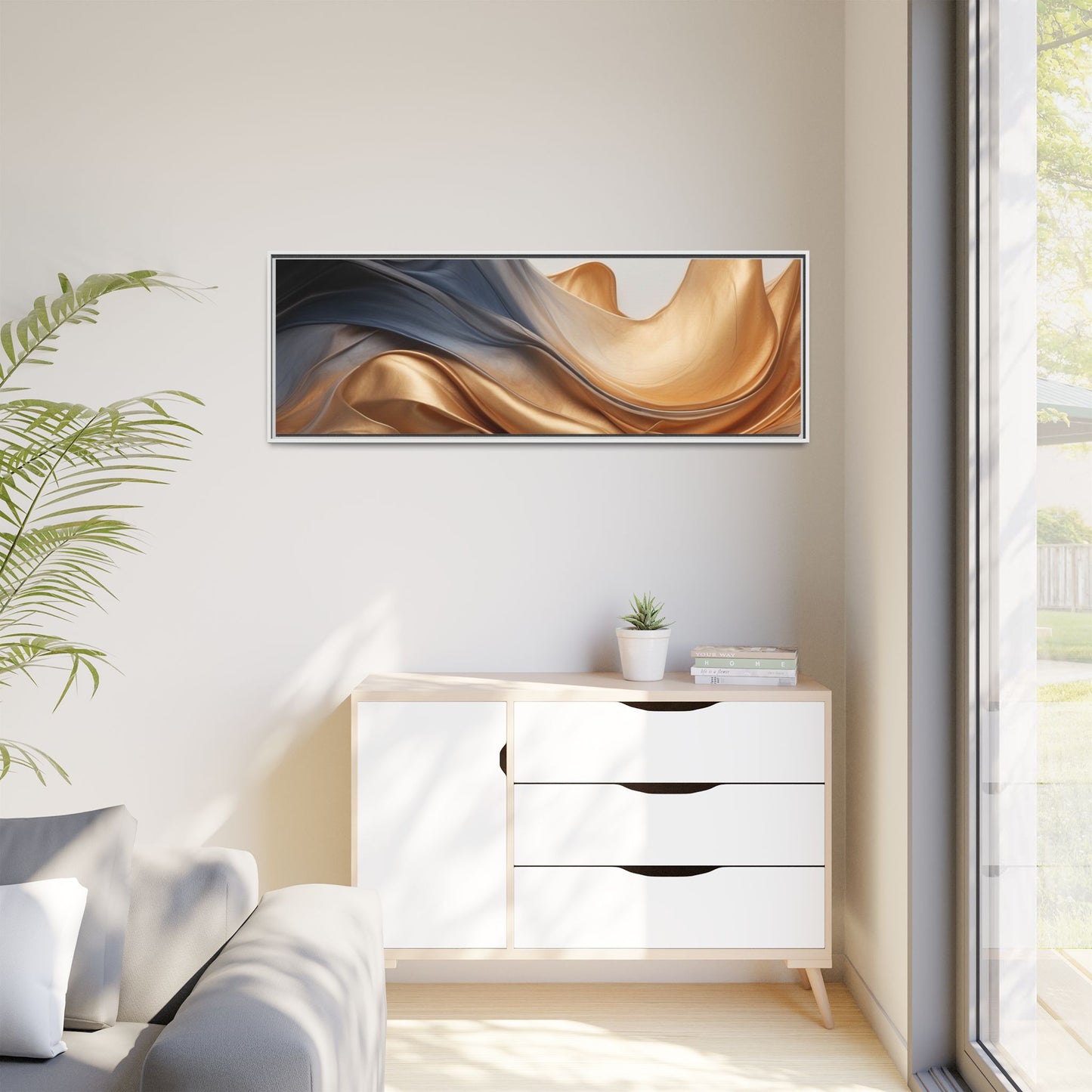 Abstract Matte Canvas Art Print - Framed Multi-color Wall Decor