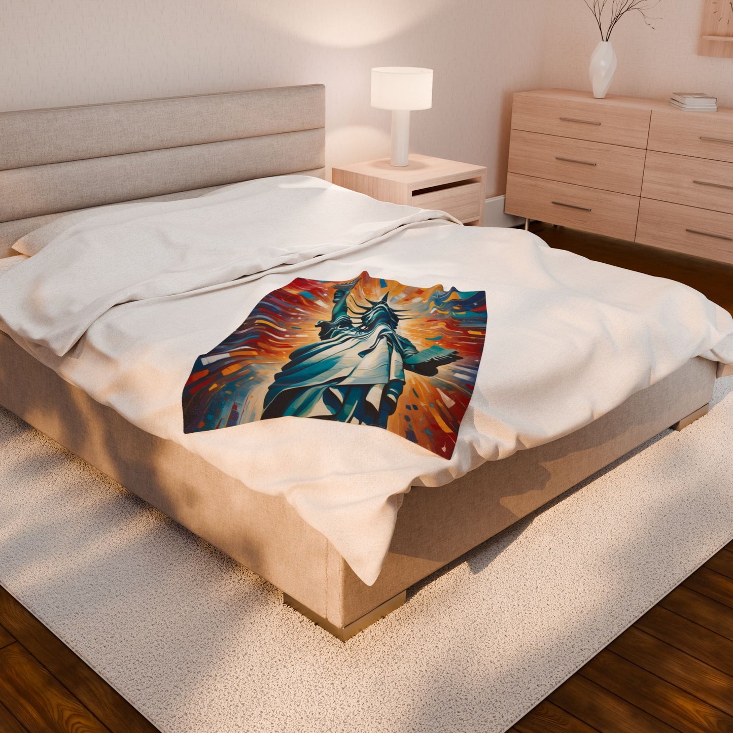Liberty Themed Velveteen Plush Blanket - Cozy & Vibrant Home Decor