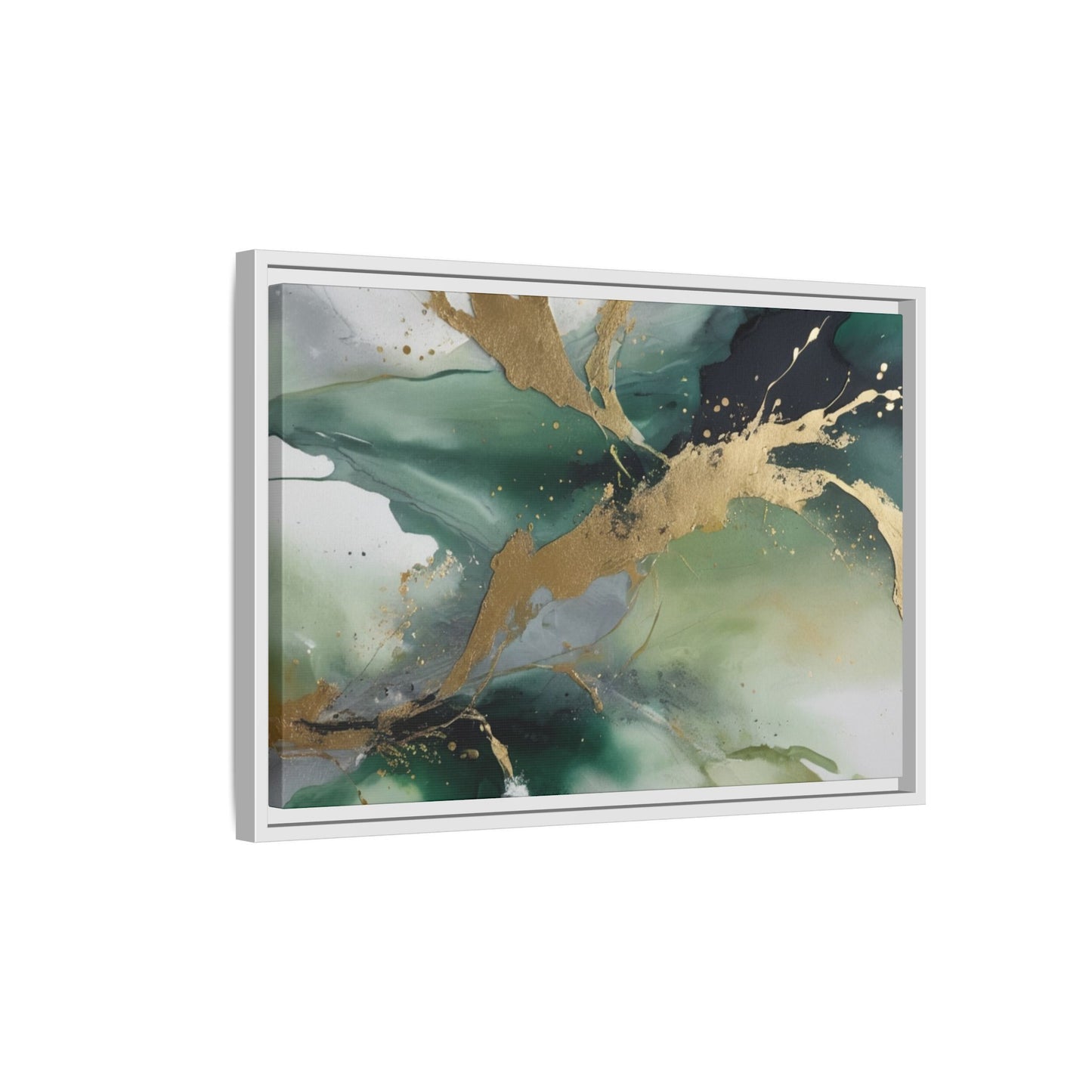 Elegant Abstract Framed Canvas Wall Art - Multi-Color Gold Accents