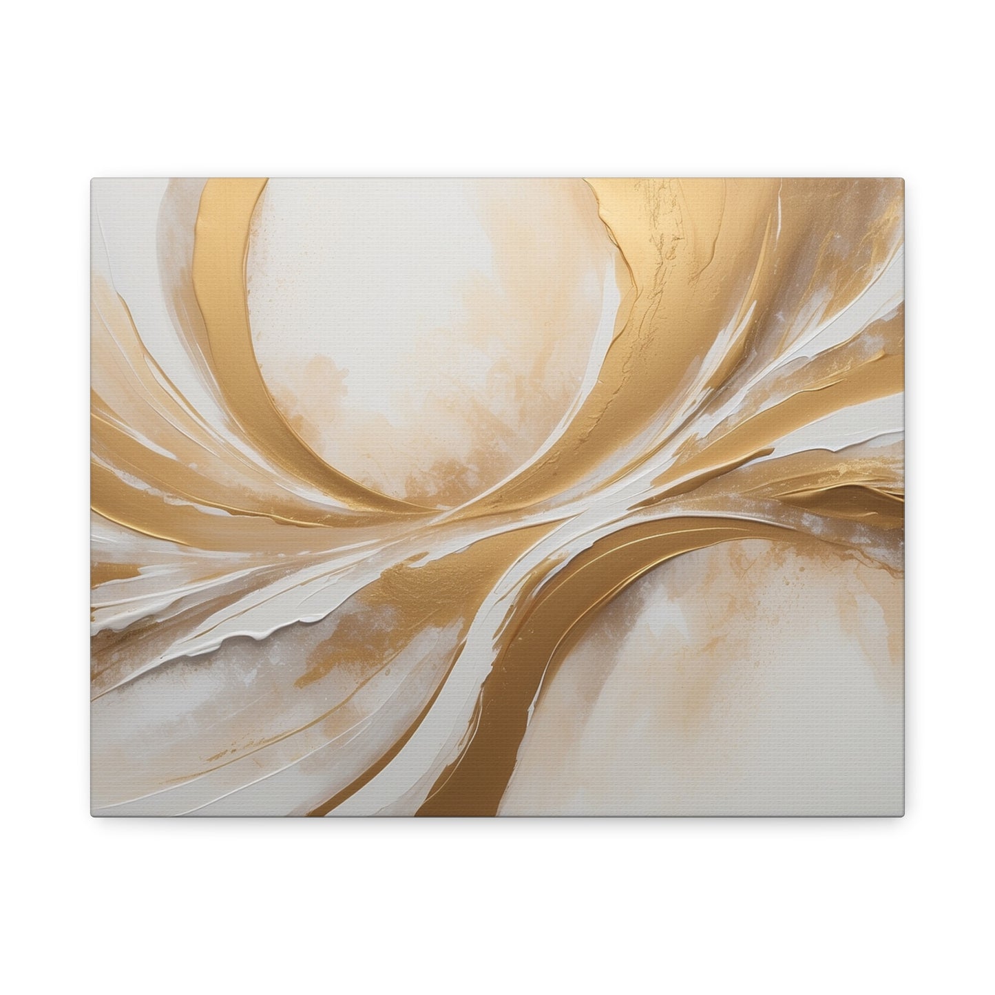 "Golden Drift" – Textured Abstract Canvas in Ivory & Metallic Gold