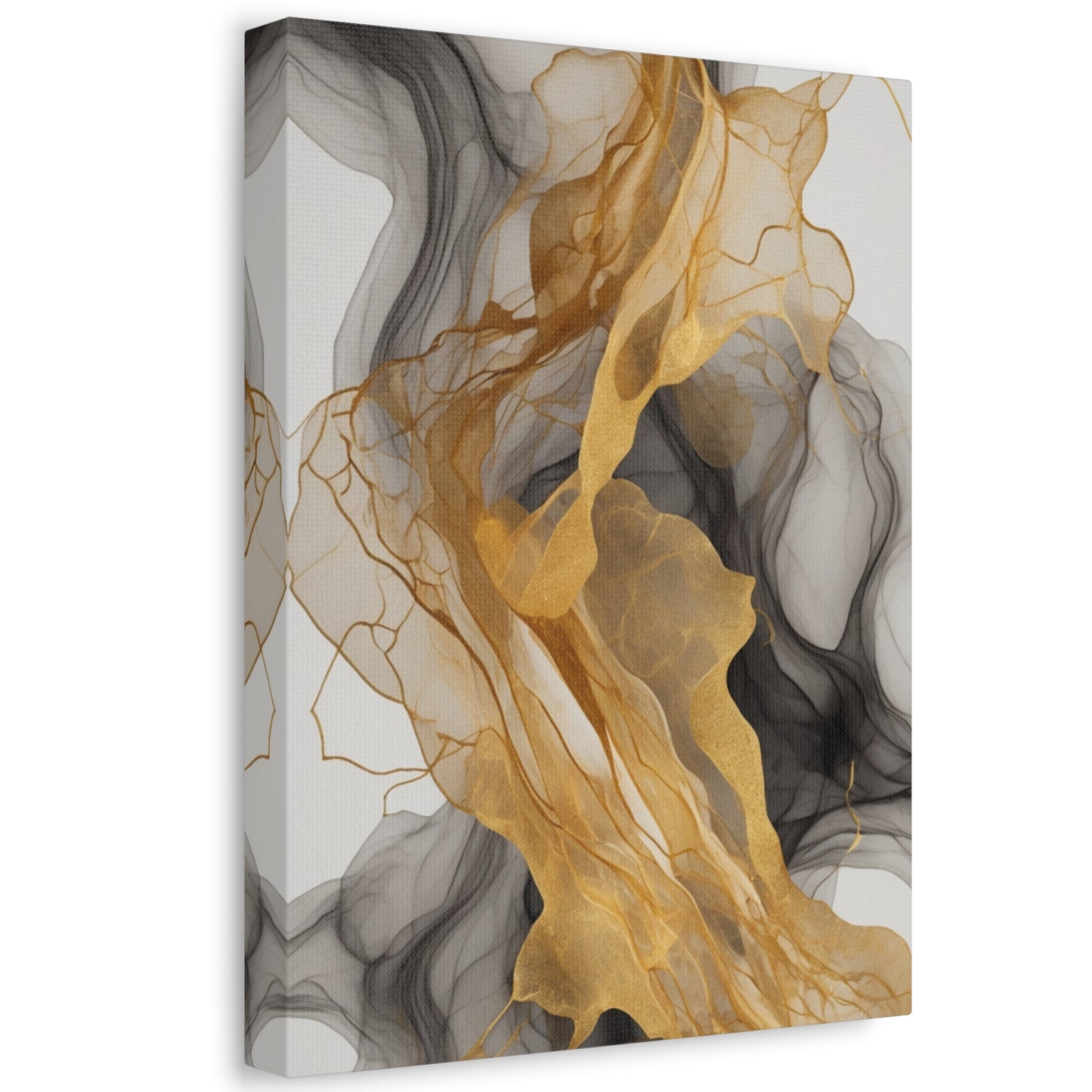 Elegant Abstract Canvas Art - Gold and Black Wall Decor