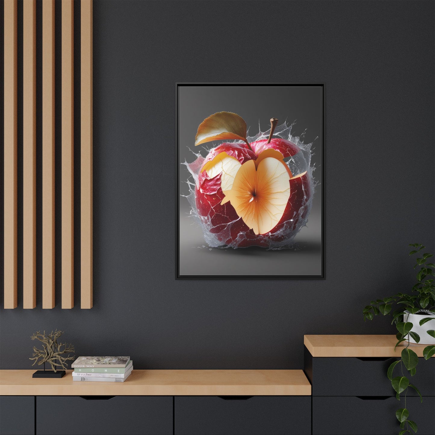 Framed Matte Canvas - Cracked Apple Art - Unique Home Decor