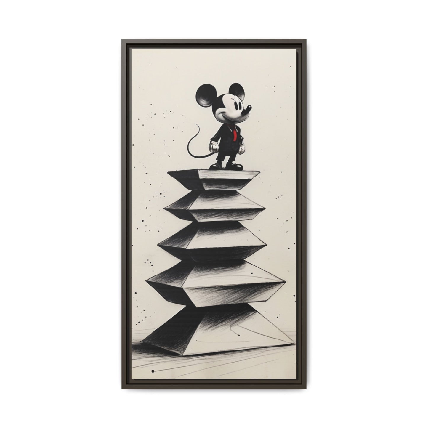 Framed Matte Canvas Art - Playful Retro Mickey Mouse Design