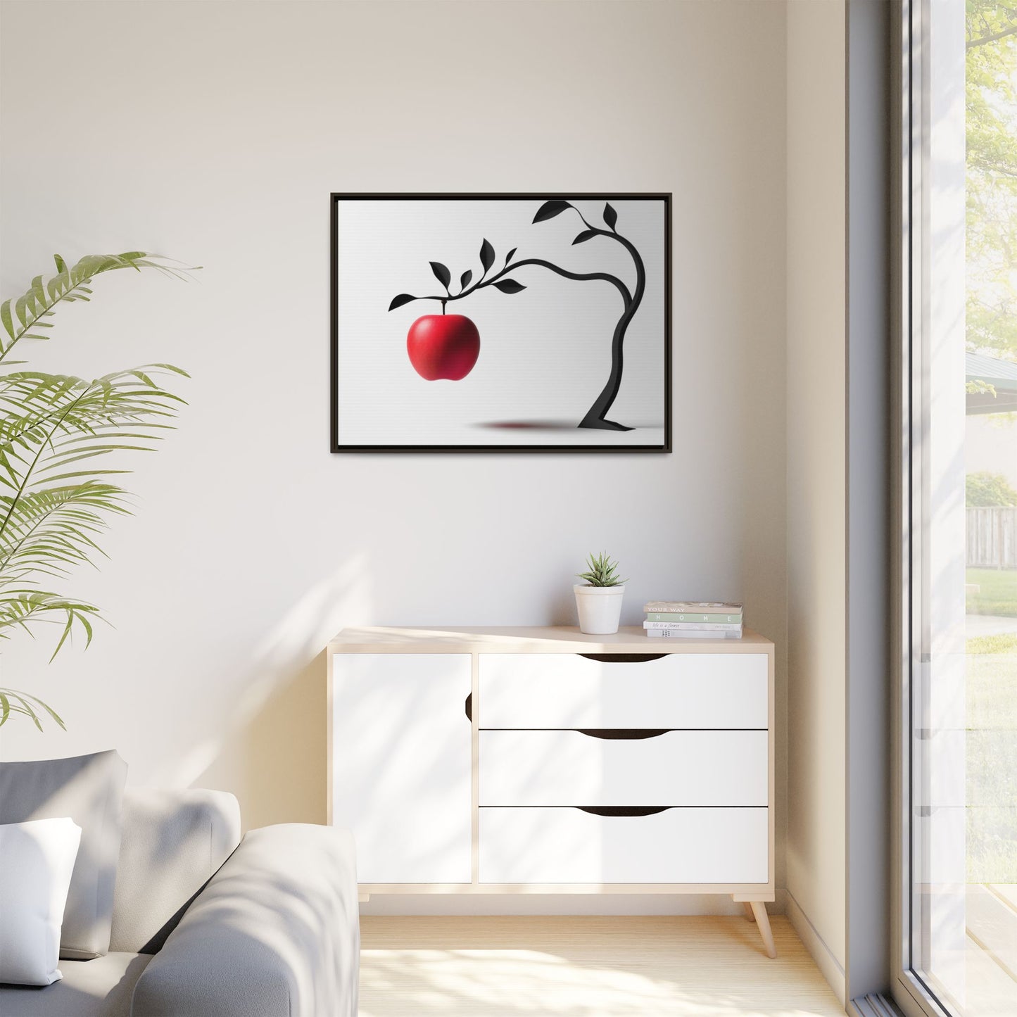 Modern Framed Canvas Art - Red Apple Tree Decor for Home & Office