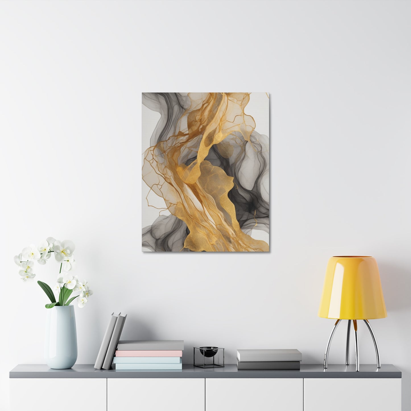 Elegant Abstract Canvas Art - Gold and Black Wall Decor