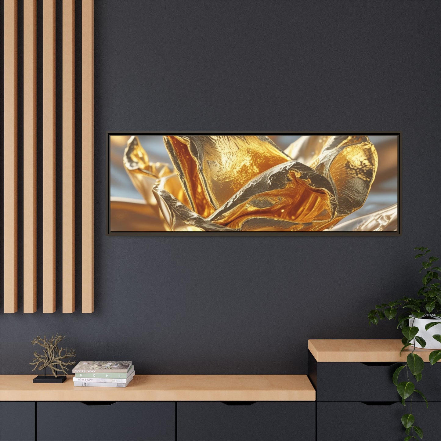 Gold Foil Rose Canvas Art - Elegant Home Decor