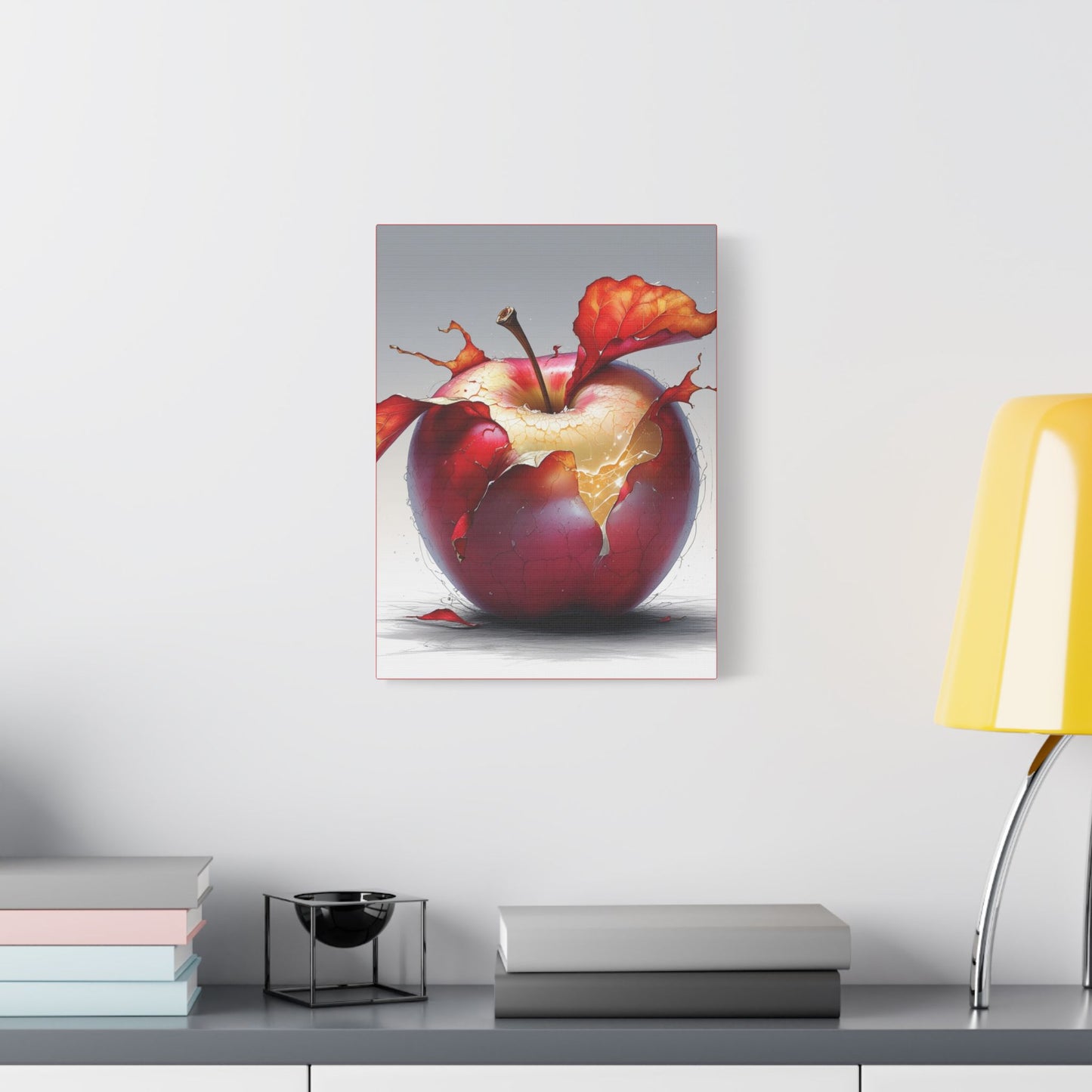 Cracked Red Apple Canvas Art – Vibrant Wall Decor for Modern Homes