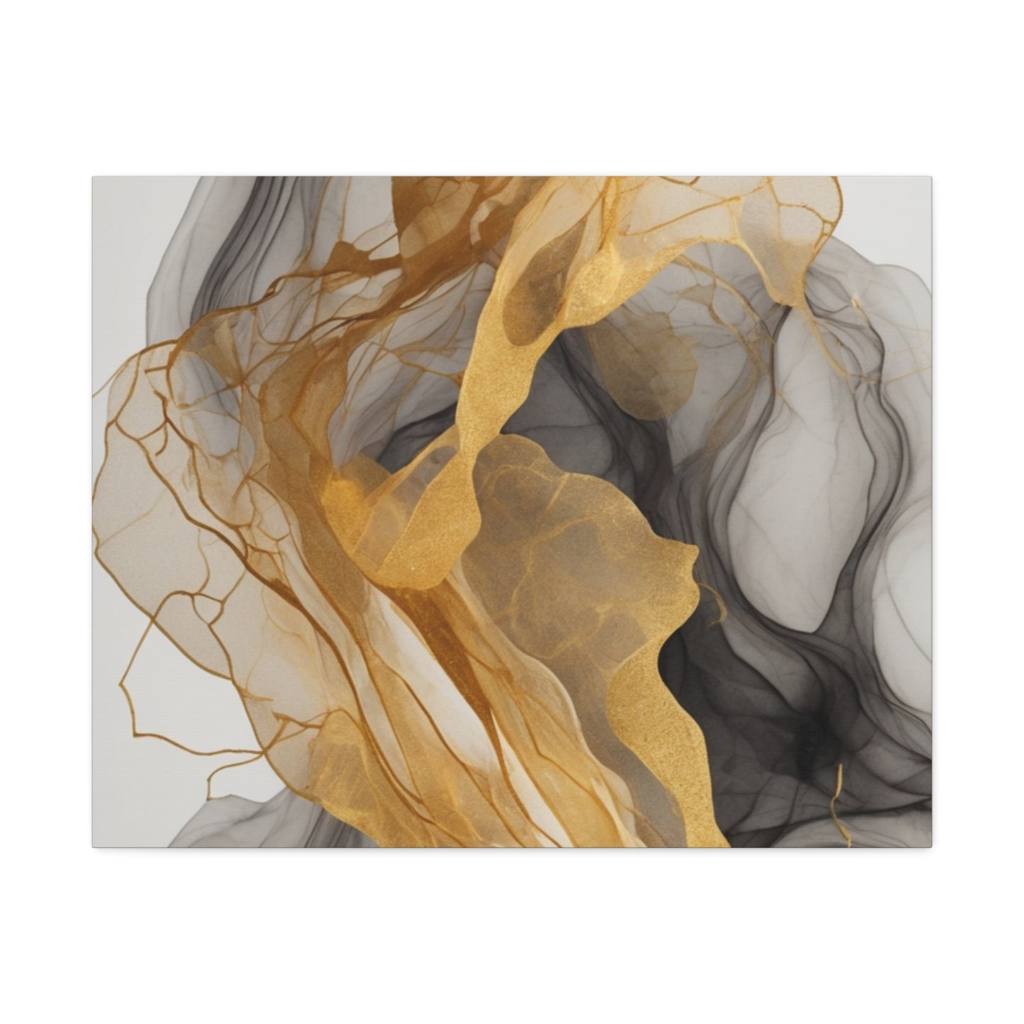 Elegant Abstract Canvas Art - Gold and Black Wall Decor