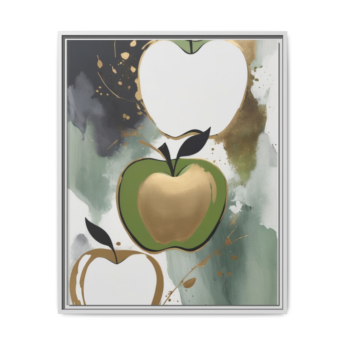 Modern Abstract Apple Canvas Art Print - Colorful Framed Wall Decor