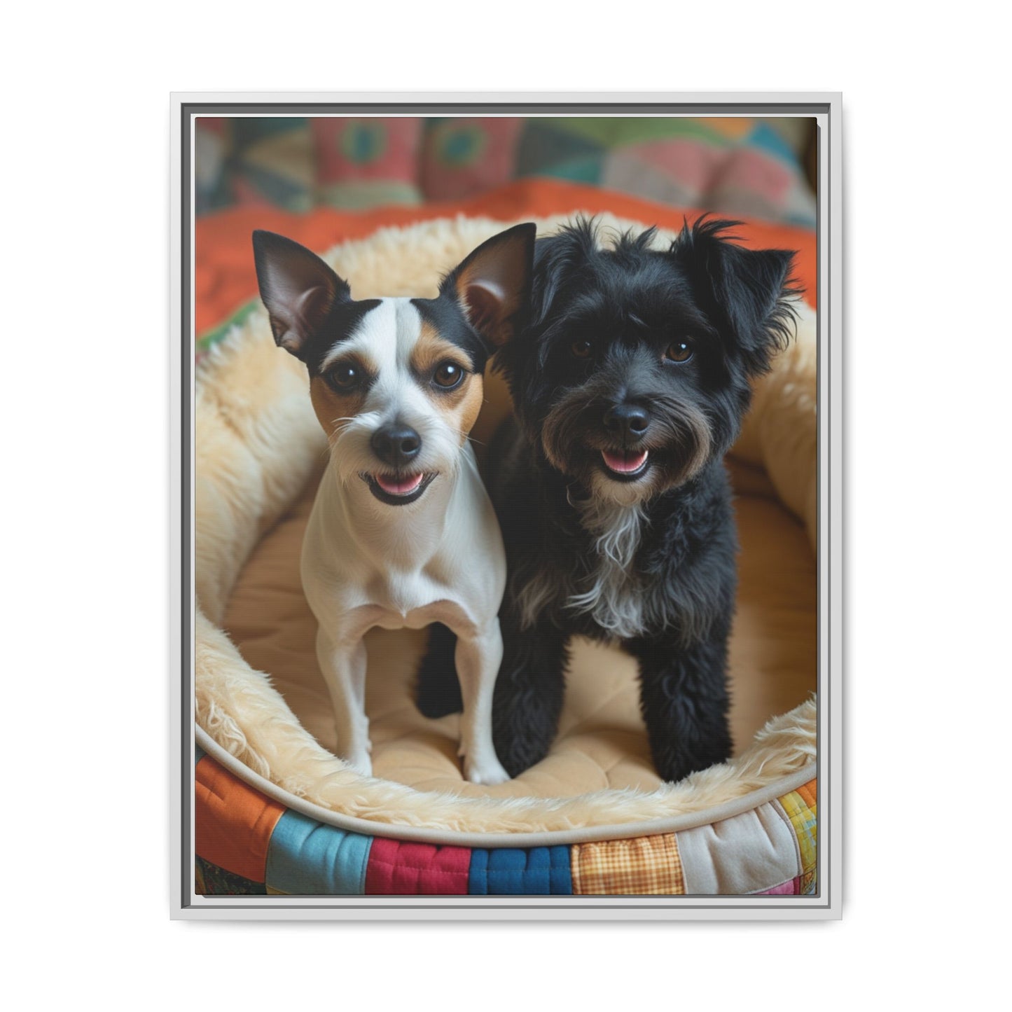 Framed Canvas Print of Cheerful Dogs – Perfect Pet Lover's Gift