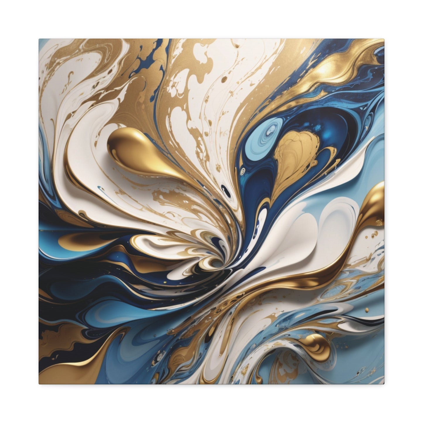 Golden Currents: Fluid Symphony in Blue and White"