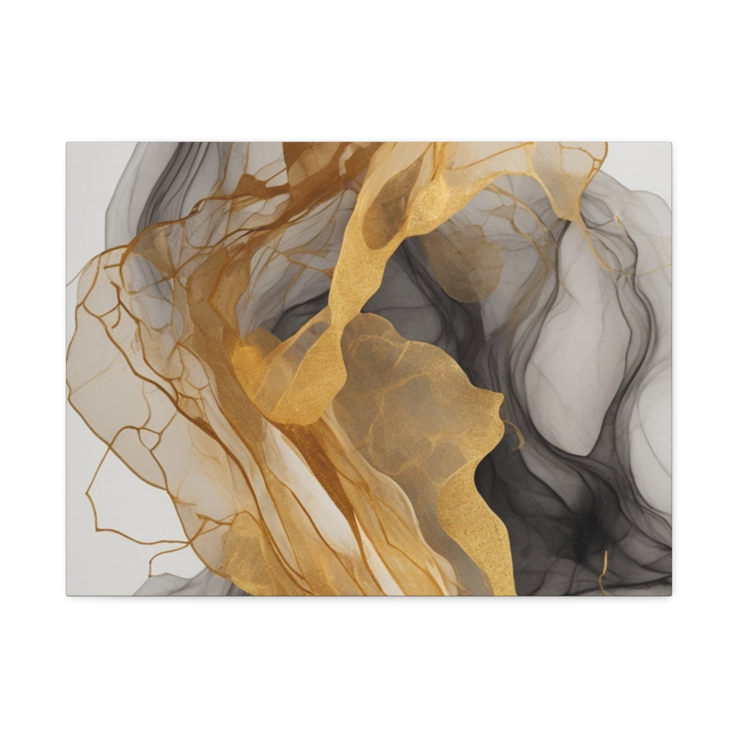 Elegant Abstract Canvas Art - Gold and Black Wall Decor