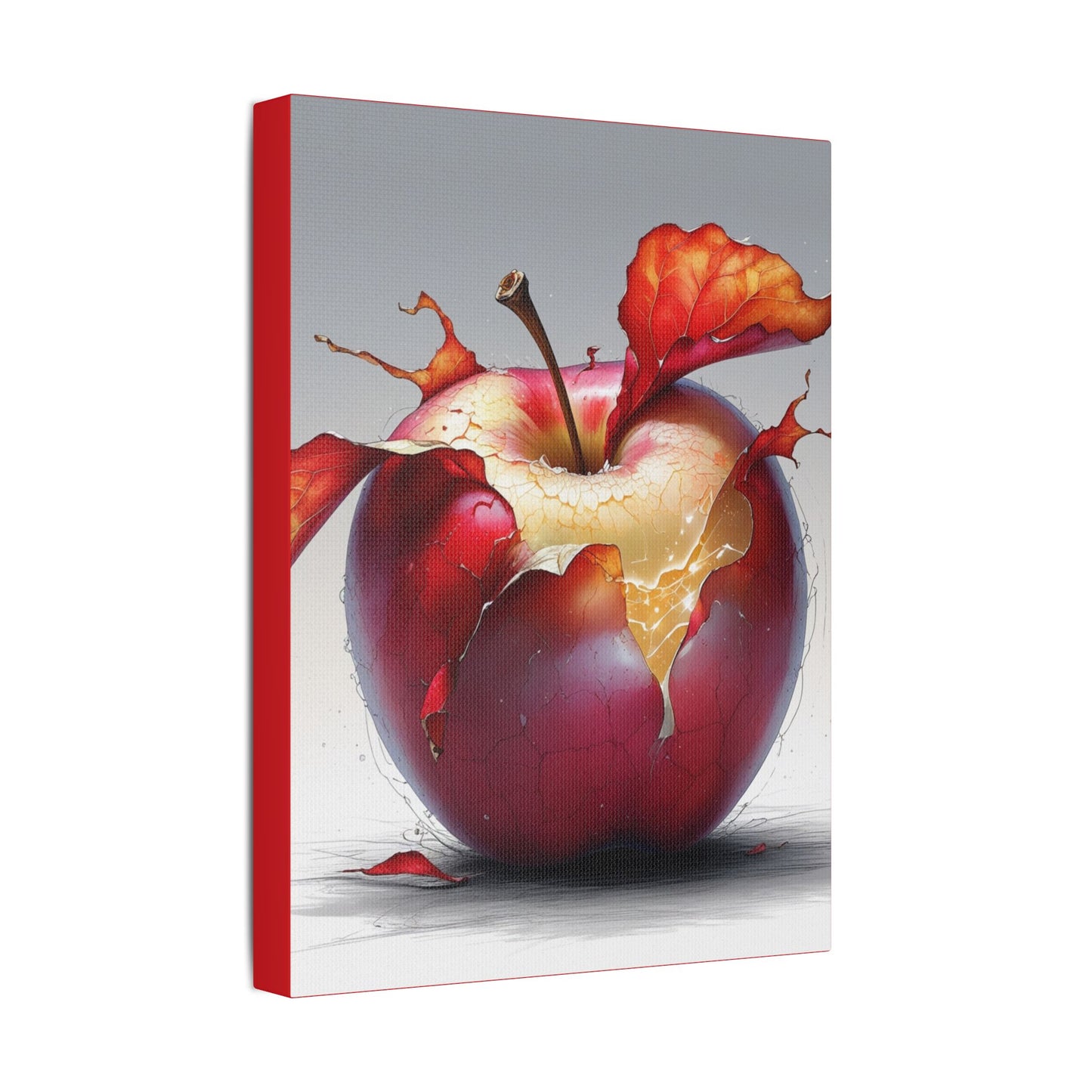 Cracked Red Apple Canvas Art – Vibrant Wall Decor for Modern Homes