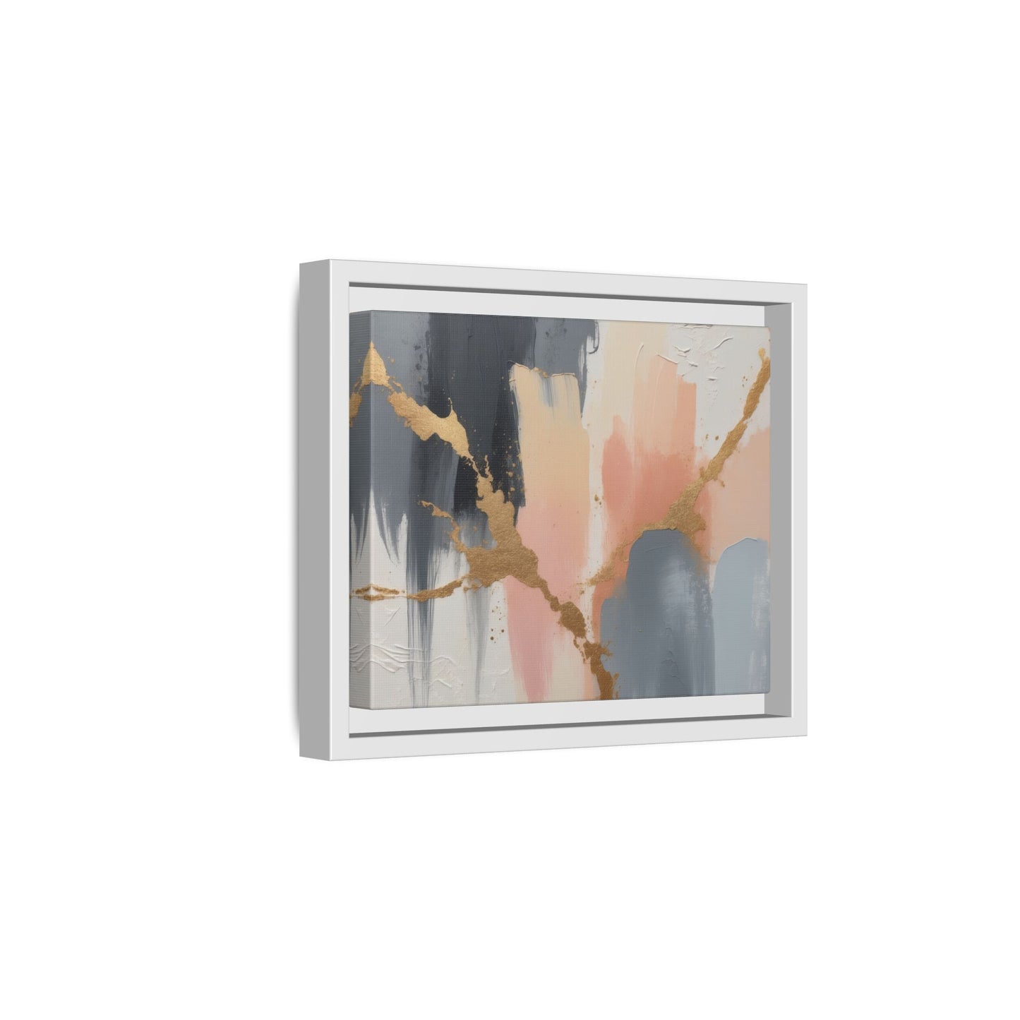Elegant Abstract Framed Canvas Art with Gold Accents