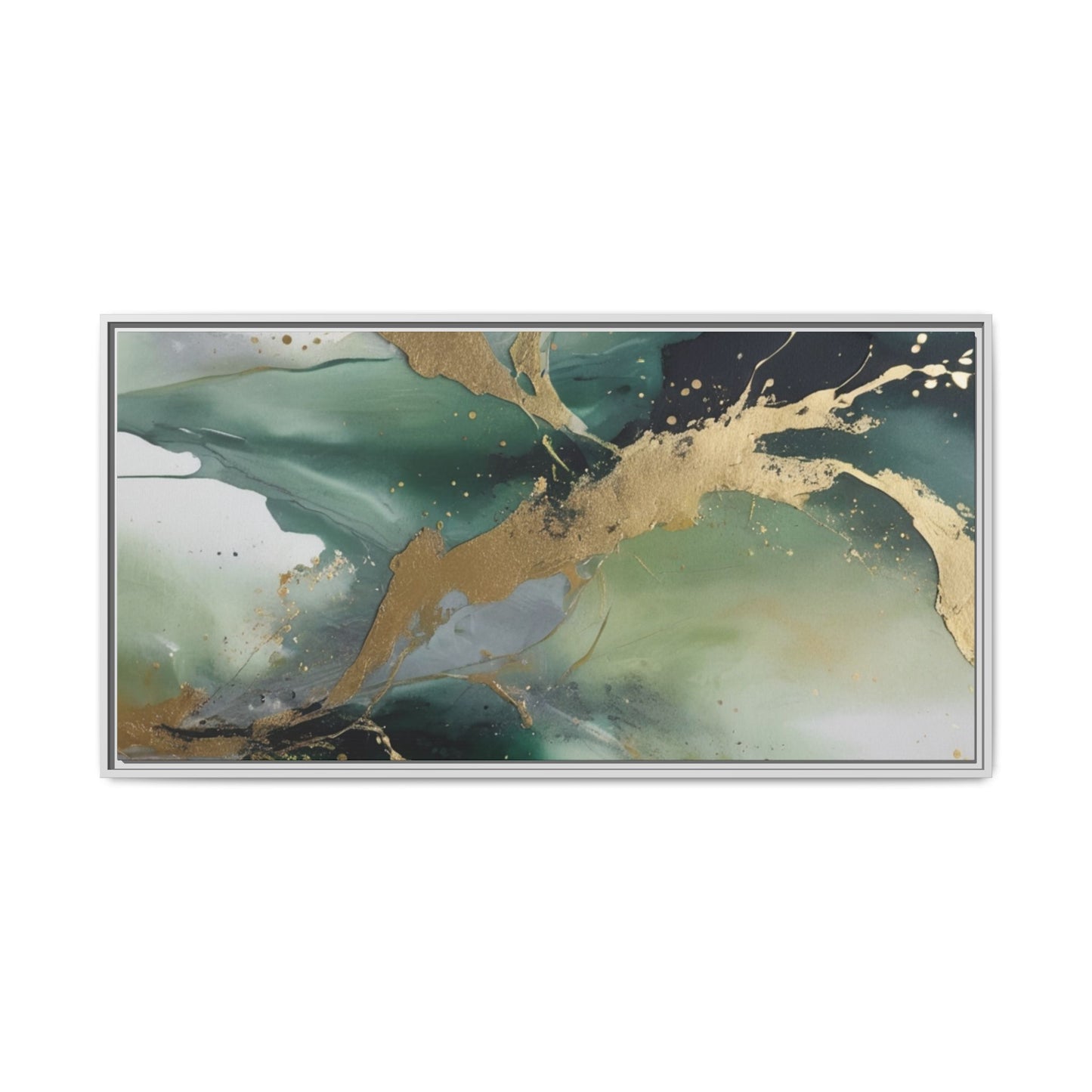 Elegant Abstract Framed Canvas Wall Art - Multi-Color Gold Accents