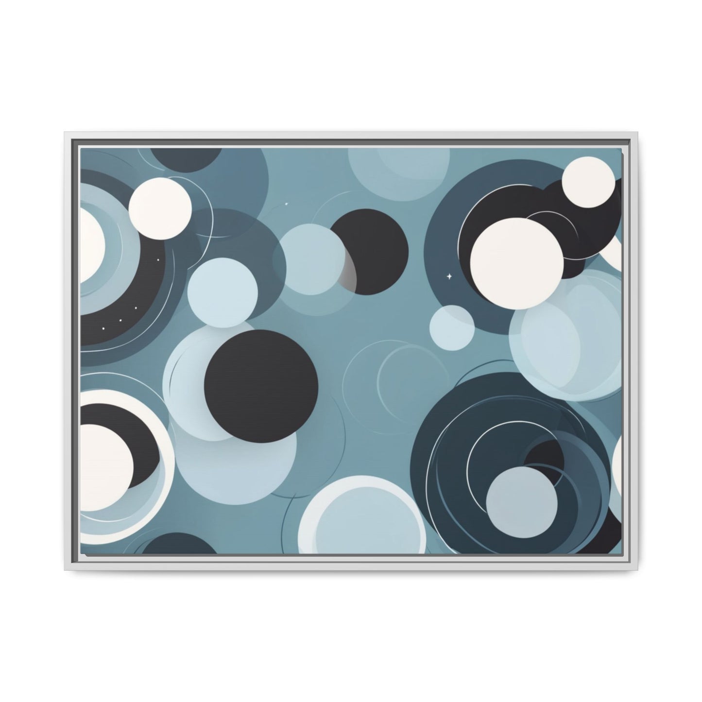 Modern Abstract Framed Canvas Art - Multi-Color Circles Decoration