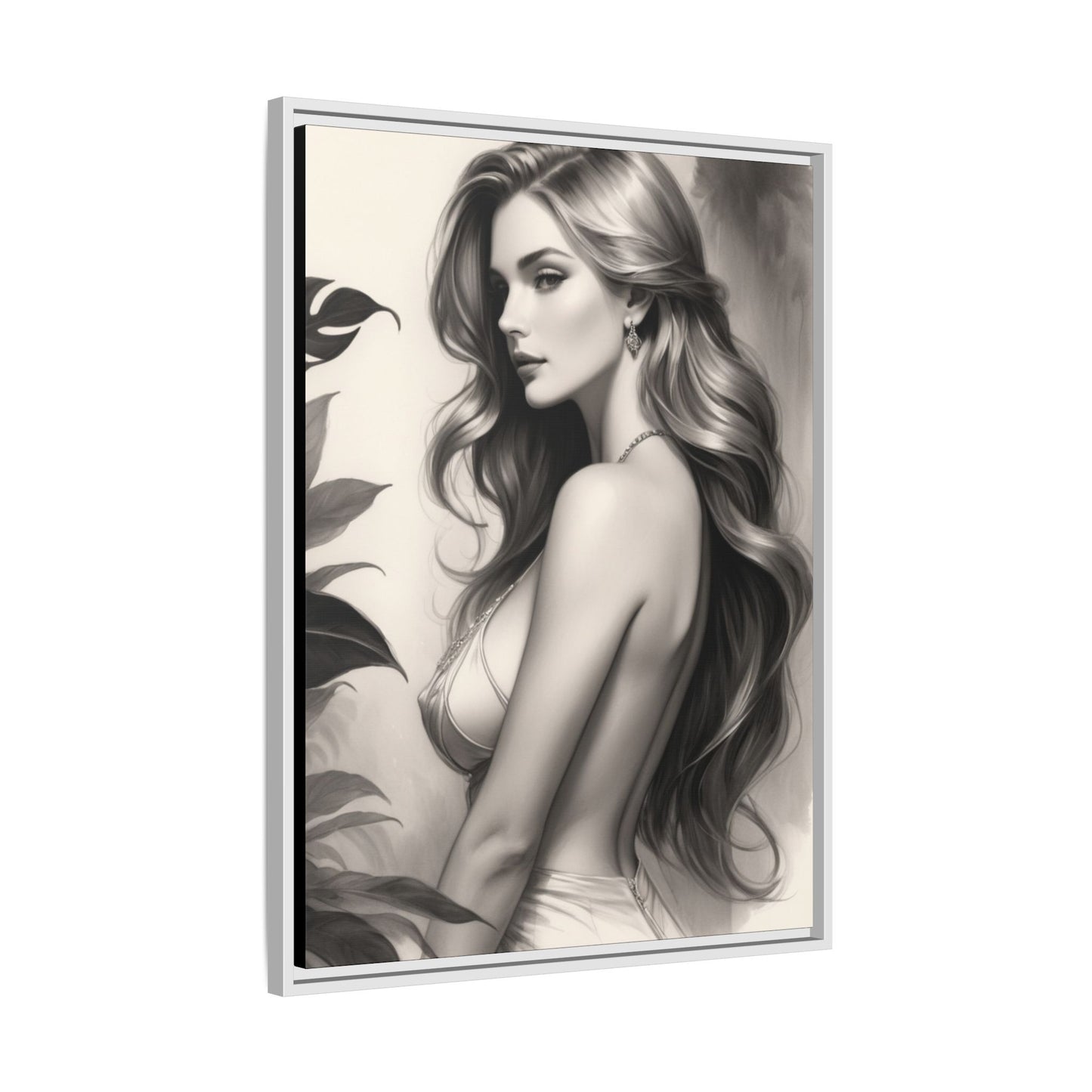 Elegant Matte Framed Art Print - Stylish Woman Portrait