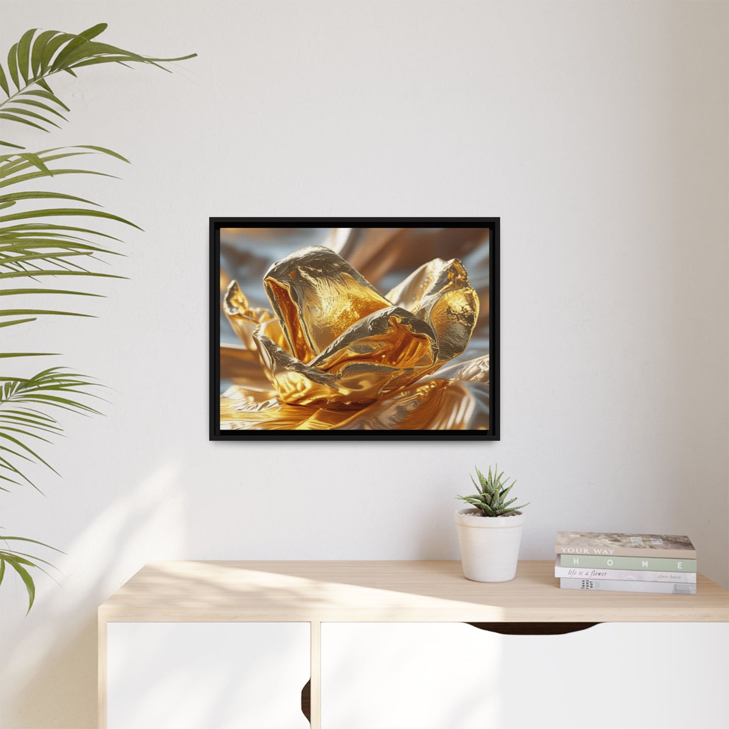 Gold Foil Rose Canvas Art - Elegant Home Decor