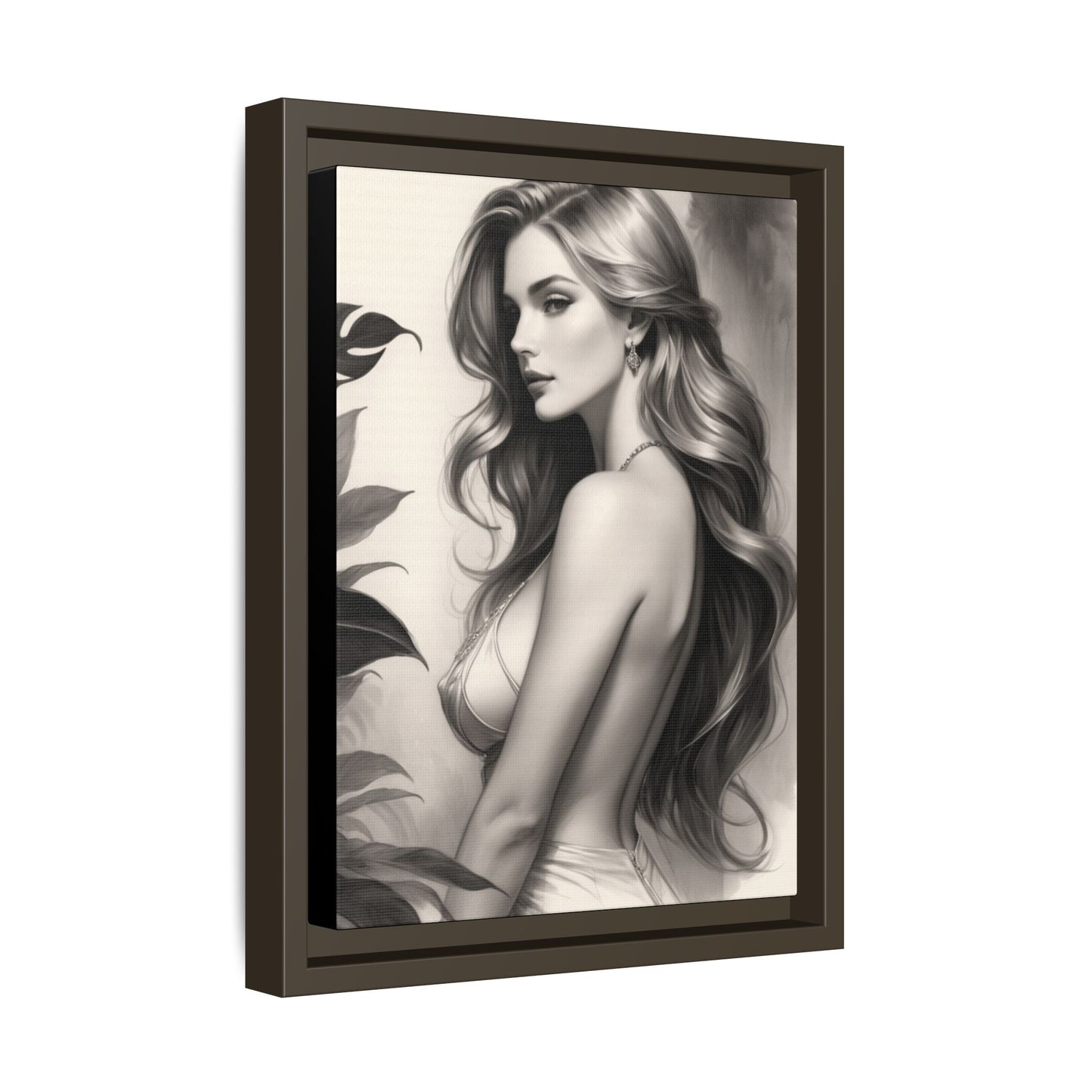 Elegant Matte Framed Art Print - Stylish Woman Portrait