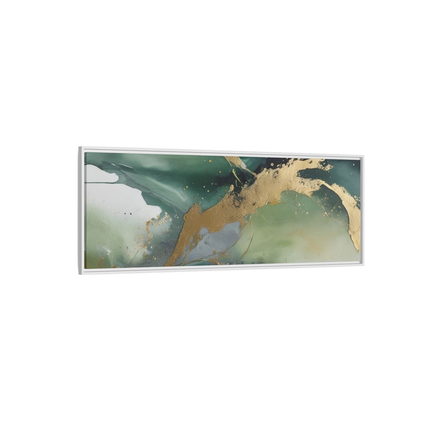 Elegant Abstract Framed Canvas Wall Art - Multi-Color Gold Accents