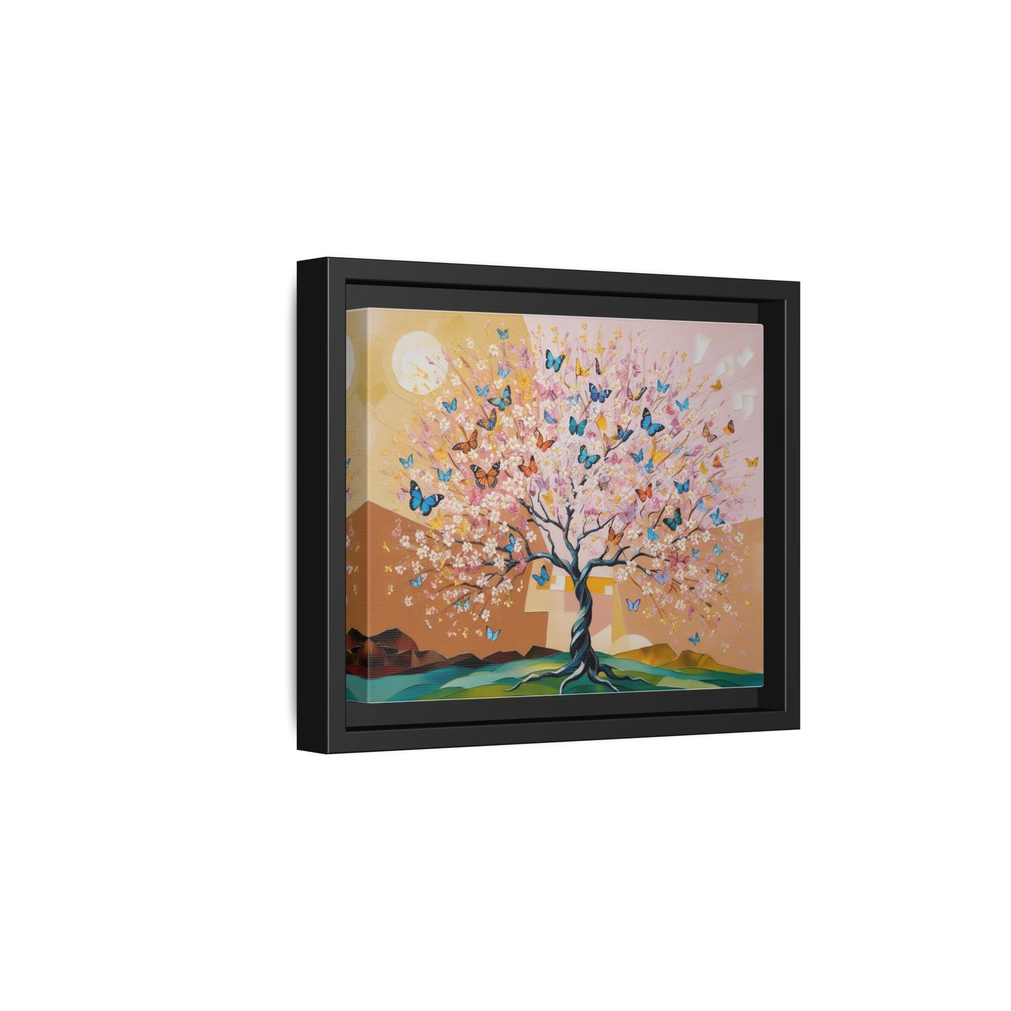 Colorful Butterfly Blossom Framed Canvas Art