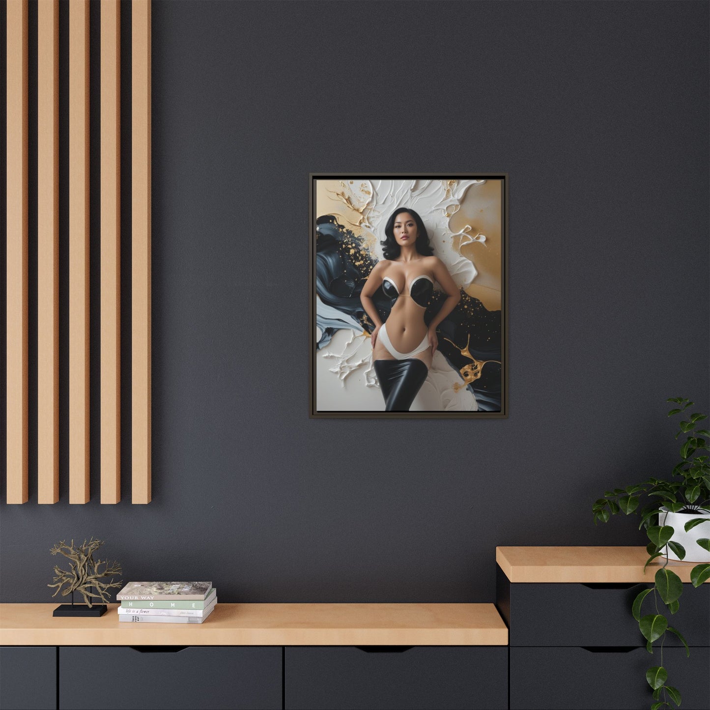 Elegant Framed Canvas Art - Multi-Color Abstract Beauty