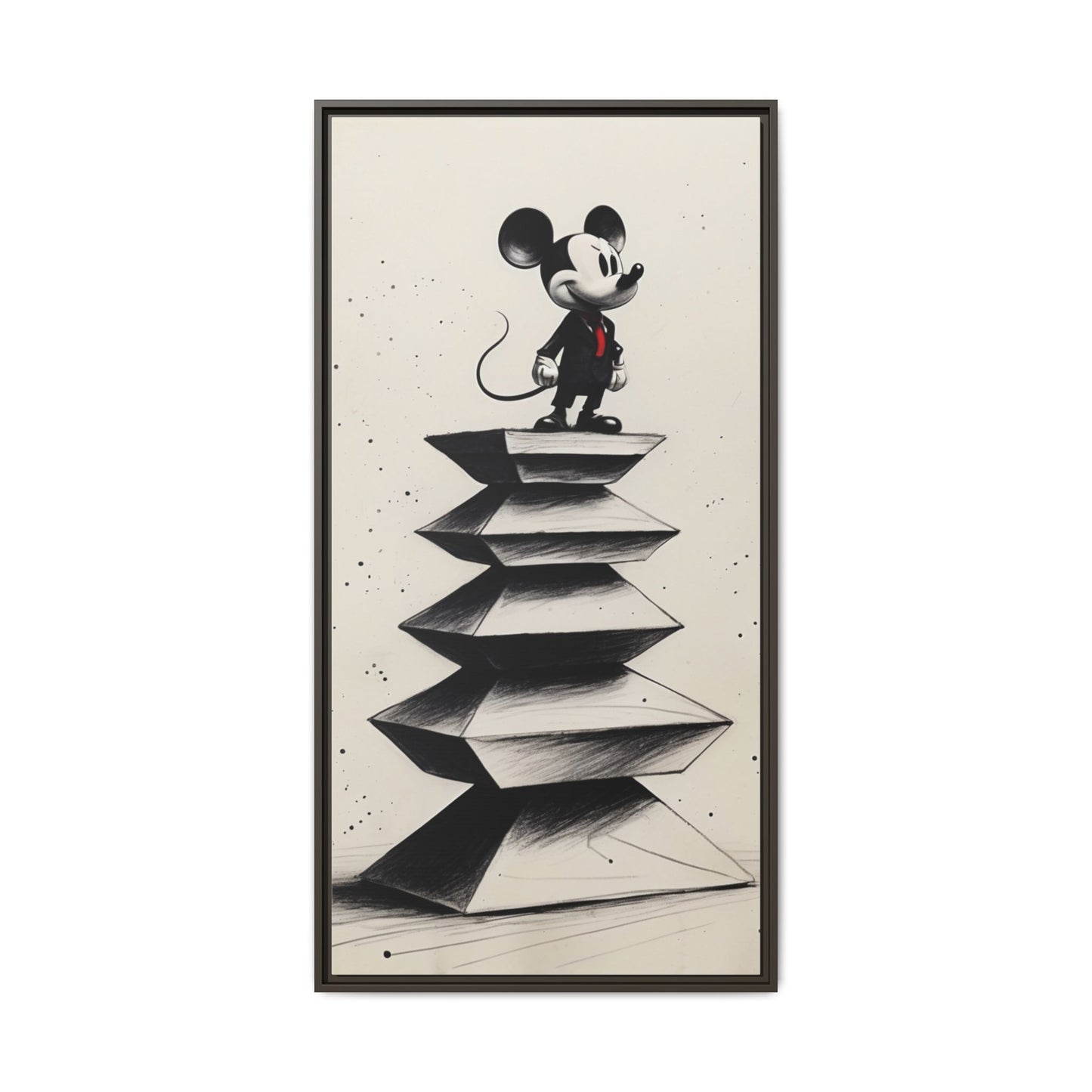 Framed Matte Canvas Art - Playful Retro Mickey Mouse Design