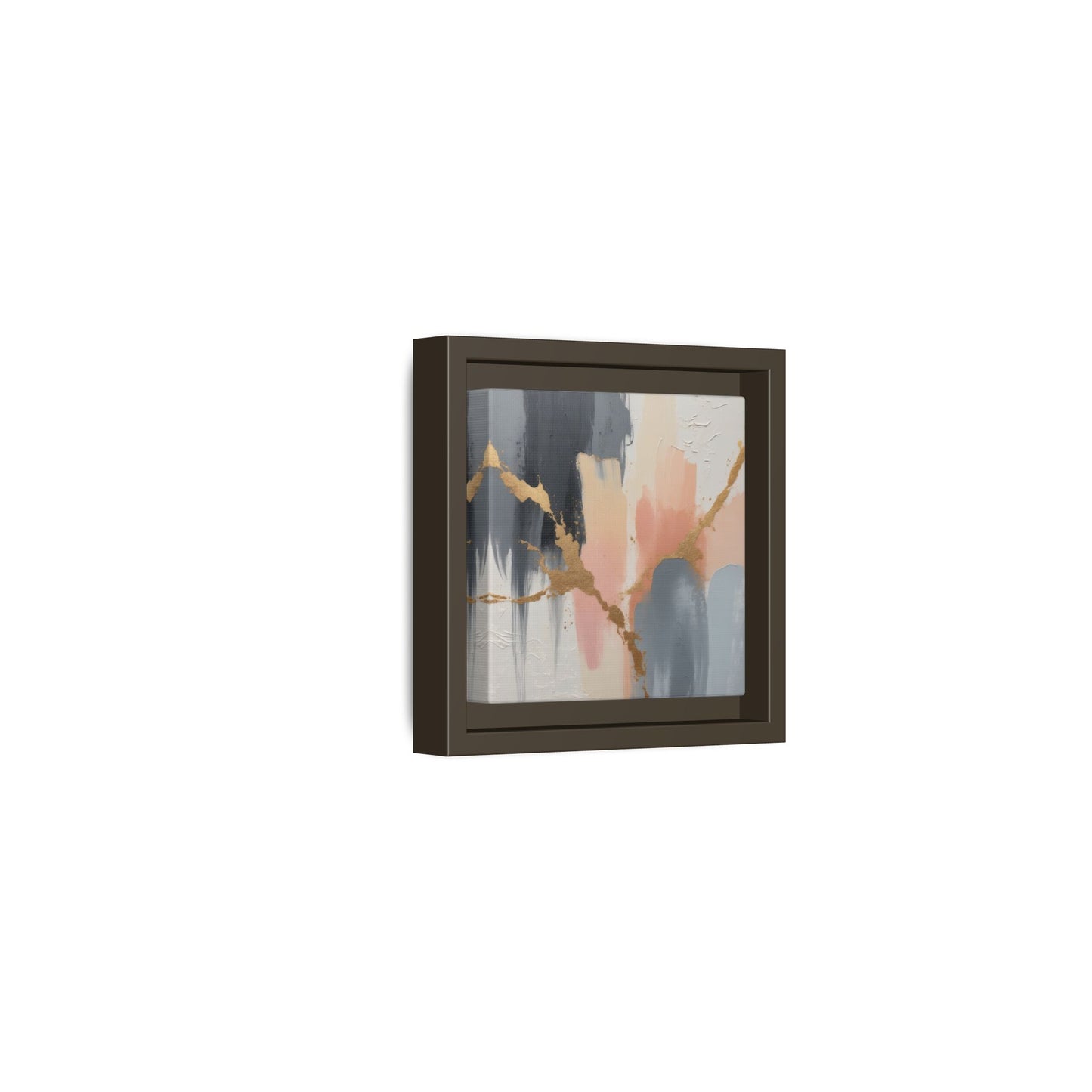 Elegant Abstract Framed Canvas Art with Gold Accents