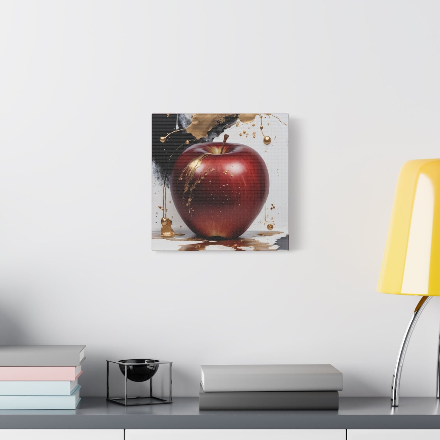 Gold Splashed Red Apple Canvas Art - 1.25" Stretched Wall Decor