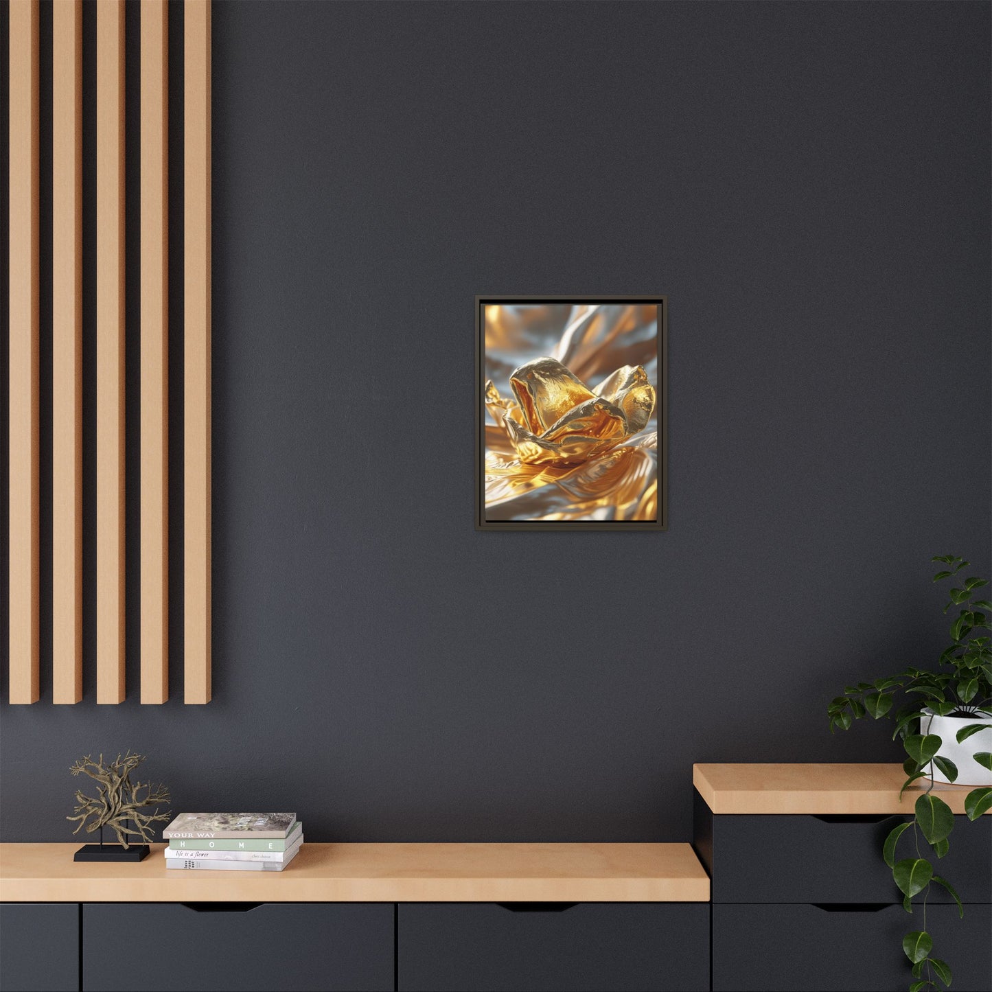 Gold Foil Rose Canvas Art - Elegant Home Decor